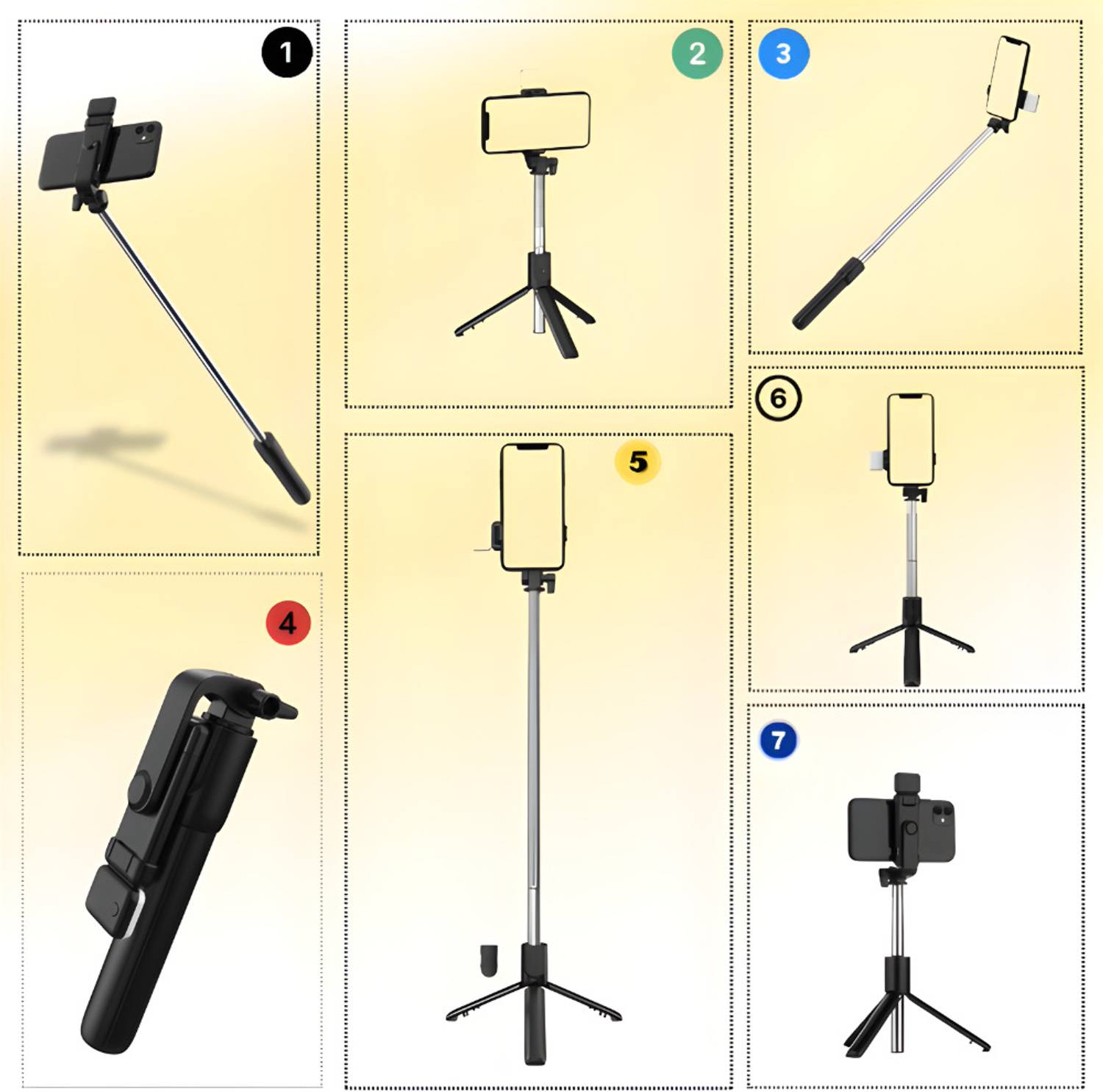 Autozap Foldable Selfie Stick Tripod with Bluetooth Remote & LED Light - Image 5