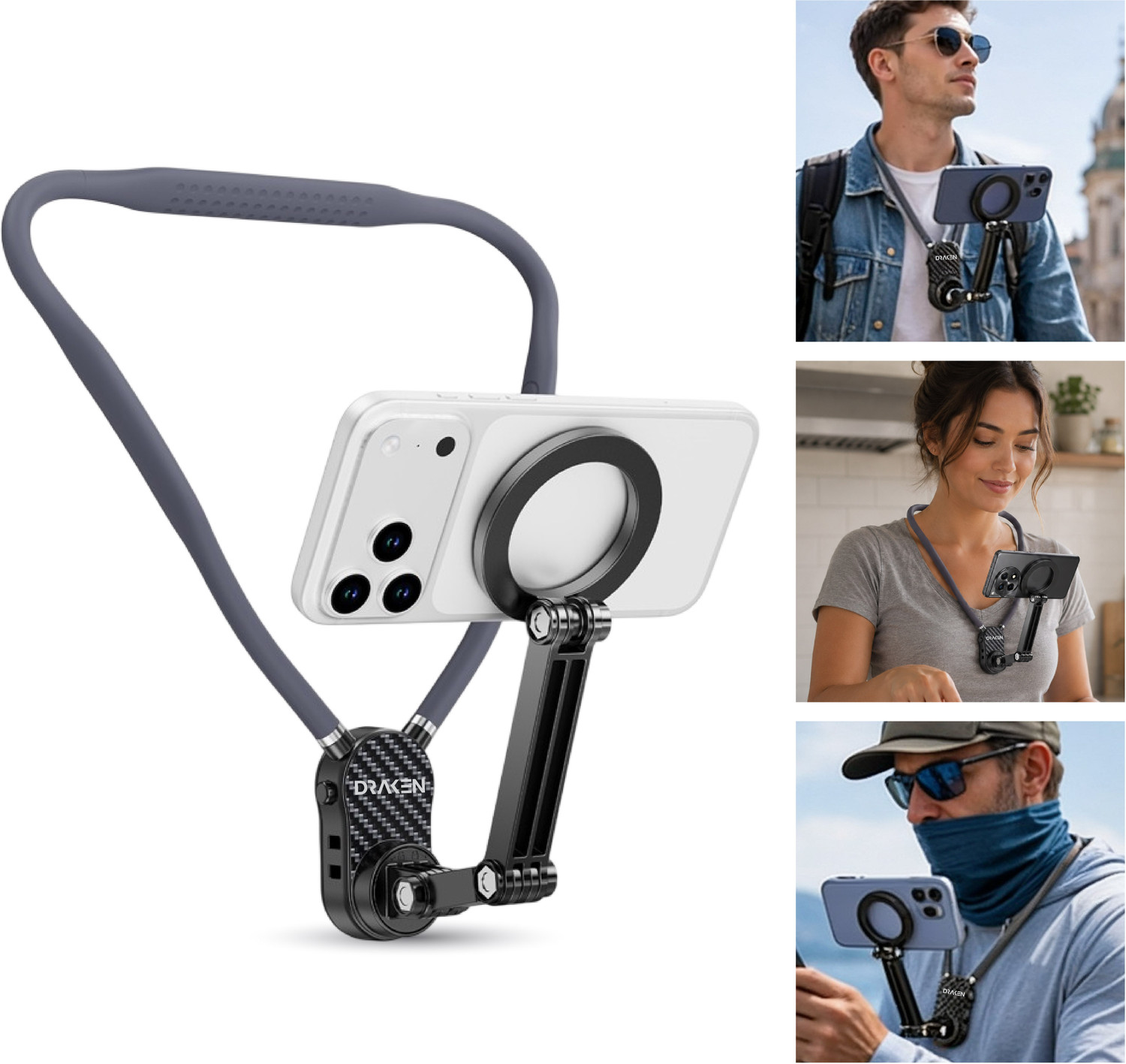 Image of DRAKEN Magnetic Neck Phone Holder, POV Video Hands Free Recording Neck Mount Mobile Holder