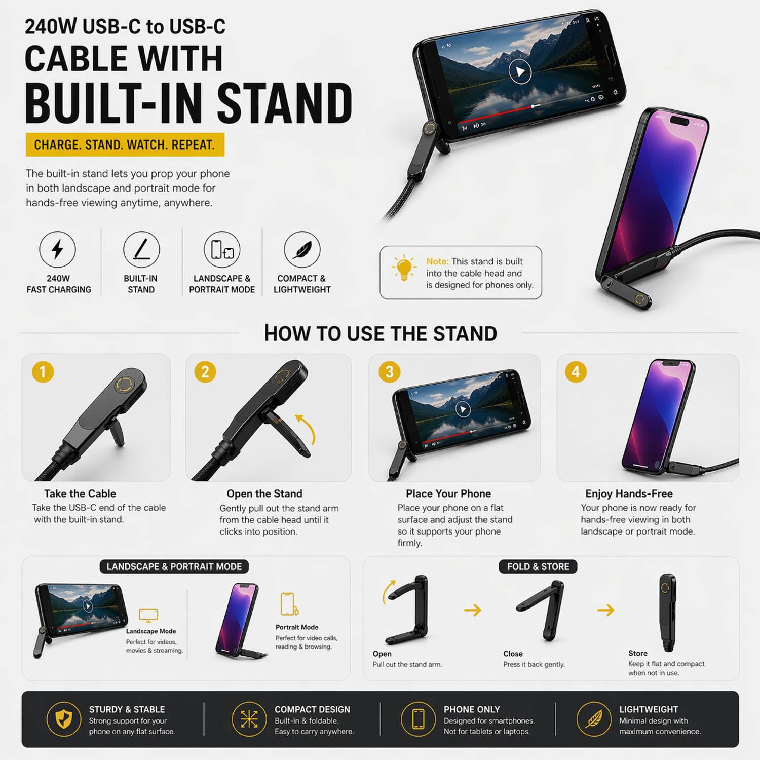 CLAT Type C 6A 1.5m 240W Fast Charging Cable - Image 5
