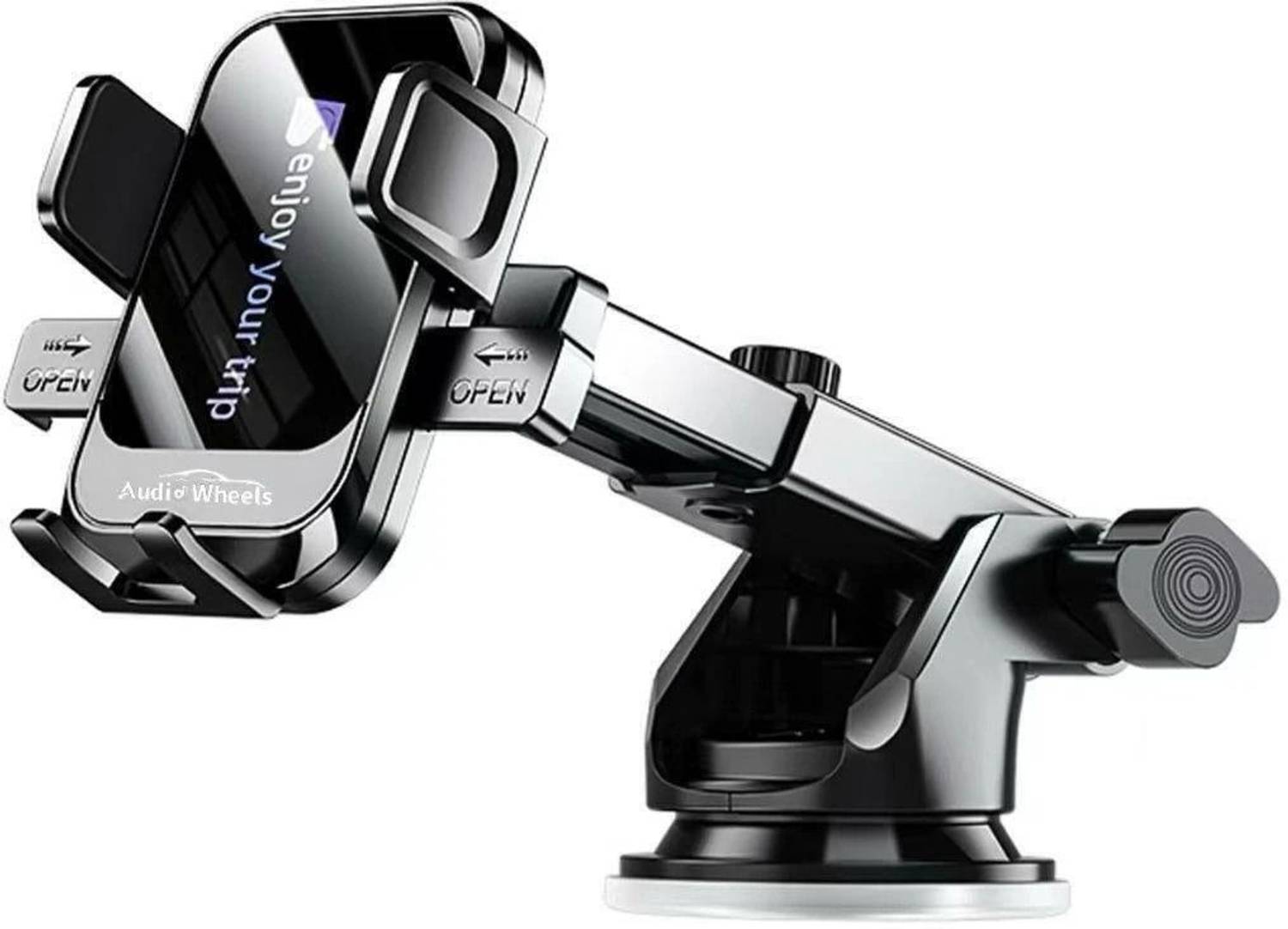 Audio Wheels 360° Rotation Car Phone Stand– Universal Holder with Auto-Lock & Suction Base Mobile Holder