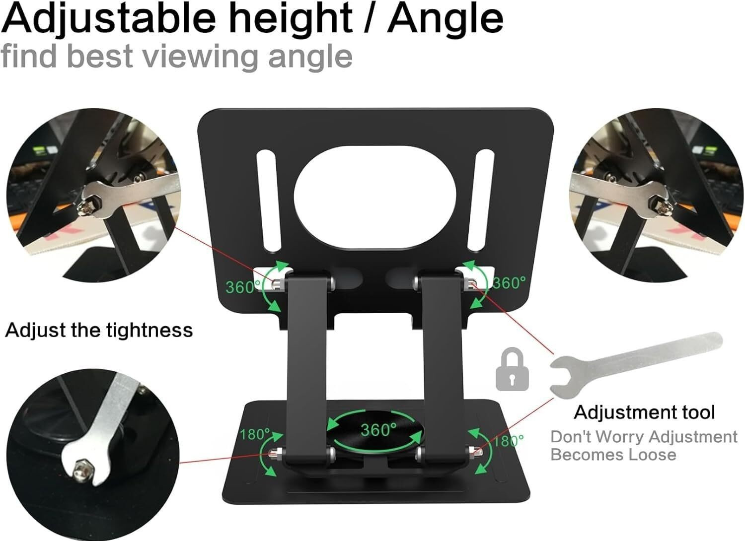 Image of Redclip Tablet Stand Holder for Desk, with 360 Rotating Metal Base Mobile Holder
