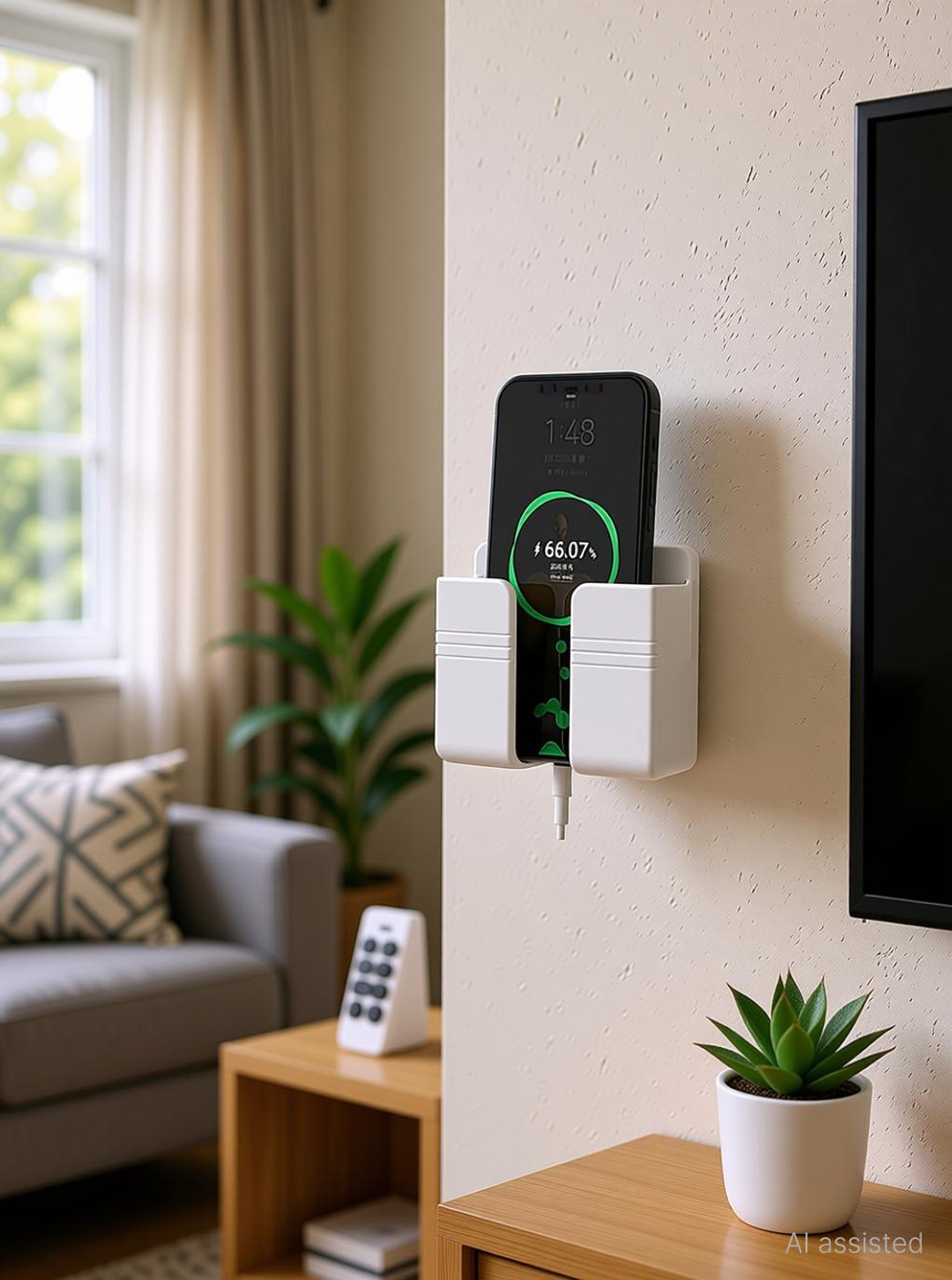 Image of Brazilian Wall Mounted Stand Phone Holder Mobile Wall Mount for charging (pack of 5pcs)