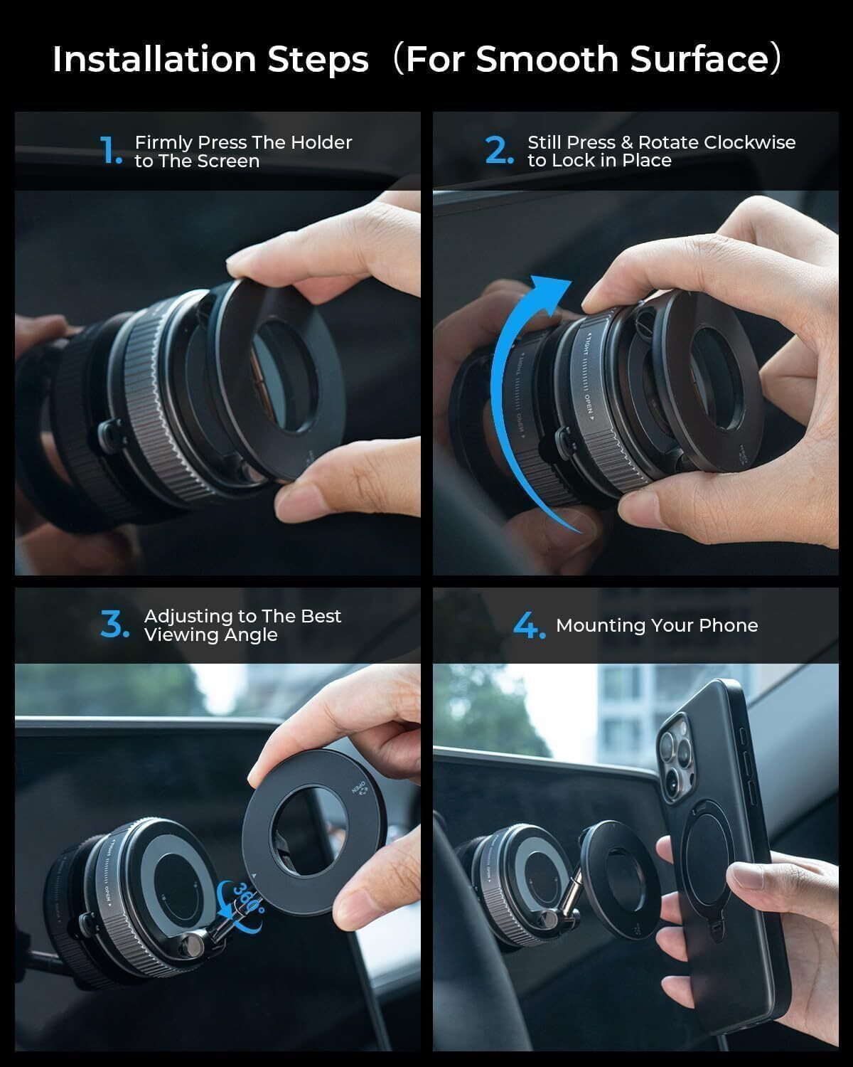 Image of Walmaina 360 Degree Rotation All Metal Magnetic Phone Holder, Magsafe Car Mount Mobile Holder