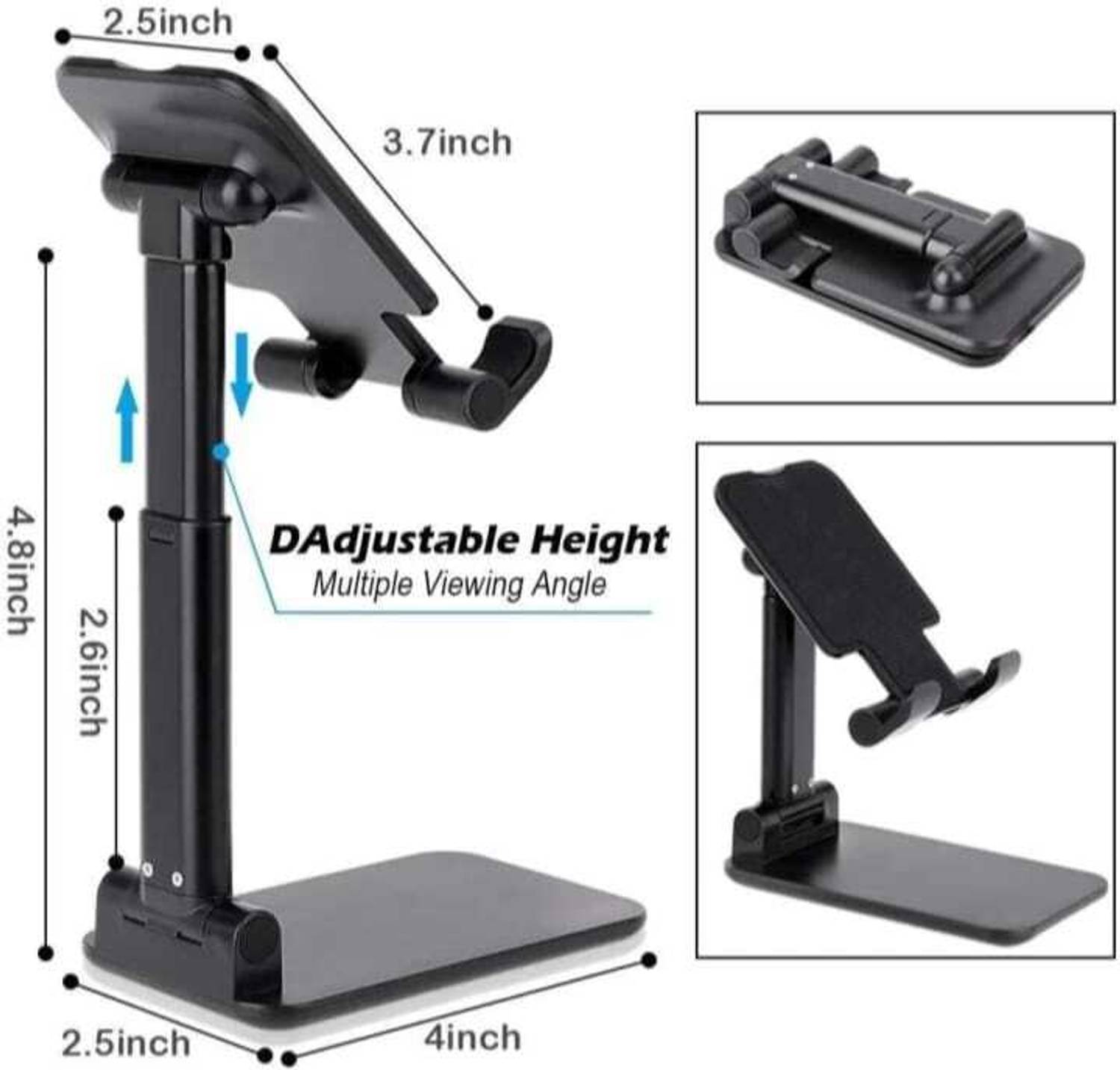 Ribber Hands-Free Mobile Holder for Kitchen, Desk, and Study Table Use (Black) Mobile Holder - Image 2