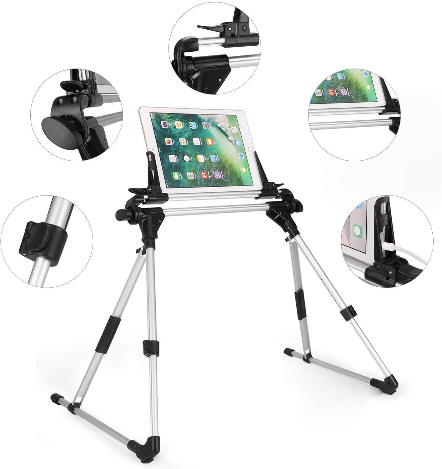 Image of Hold up Tablet Holder 360 Adjustable Phone-Tablet Stand with Steel Arm Mobile Holder