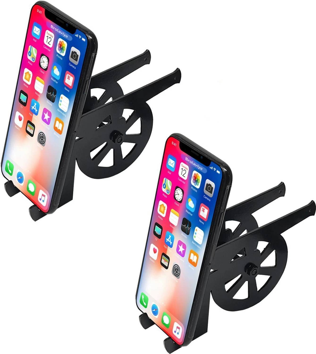 BROLAVIYA Metal Body Cannon Shape Stand Fits For Mobile / Tablets 4 - 9.7 Inch (2 Pack) Mobile Holder
