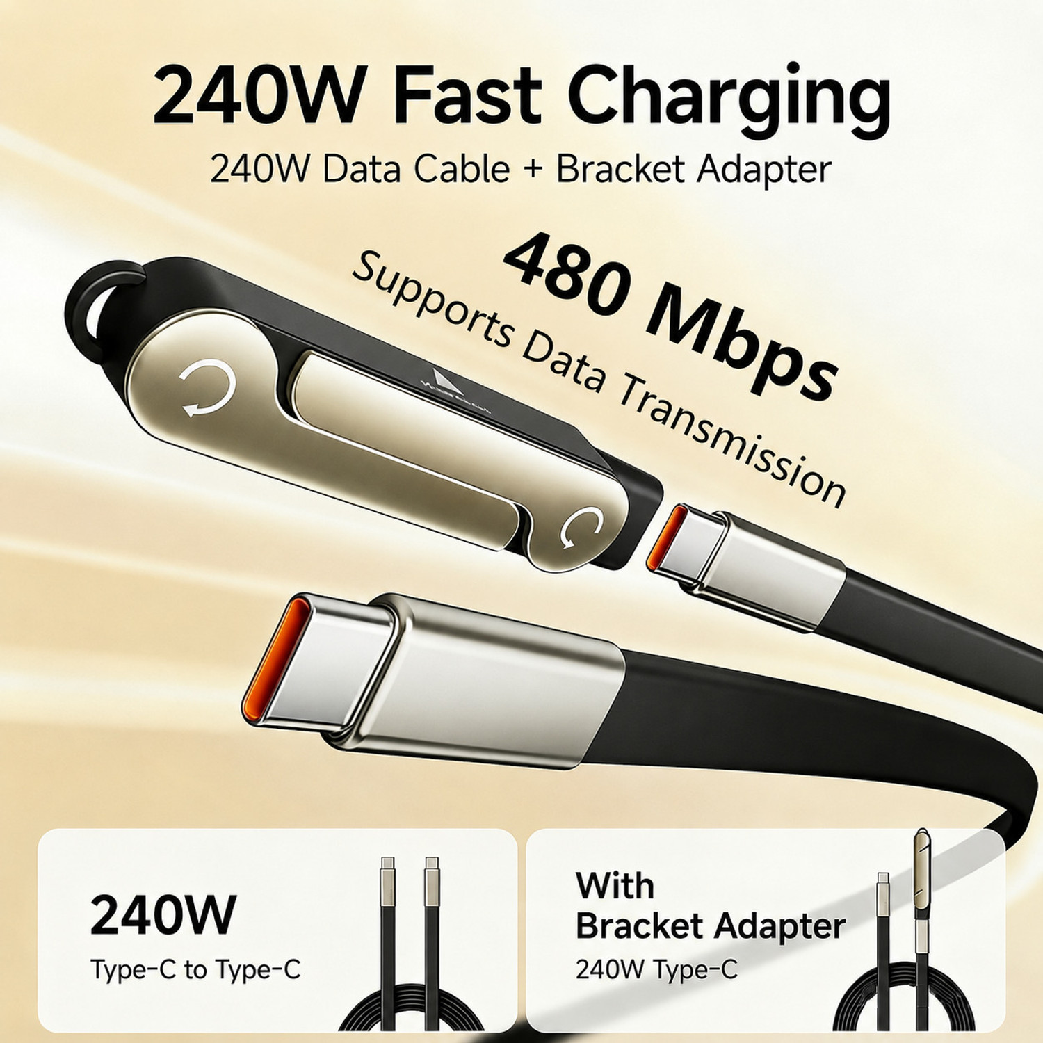 Image of X9X USB Type C Cable 5 A 1 m 240W Detachable USB C to USB C Fast Charging Cable with Foldable Stand