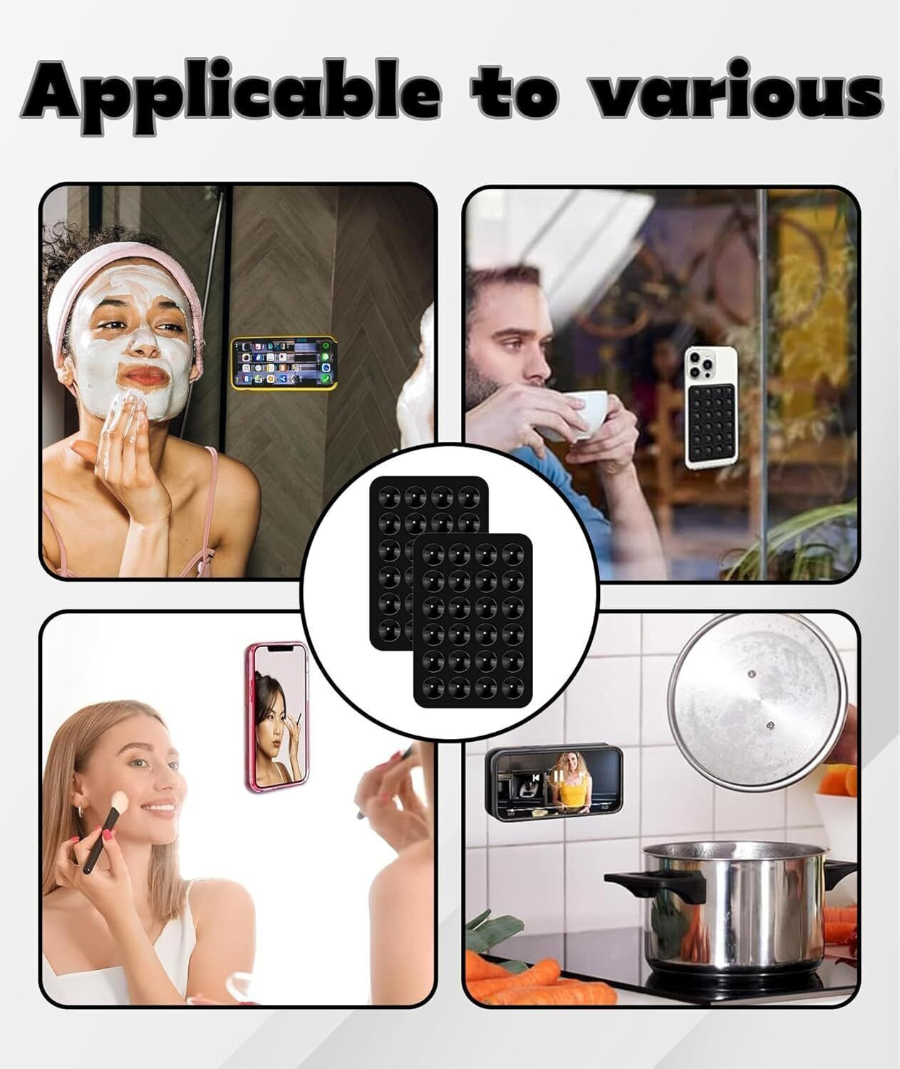 Image of Hoccroxx 5 Pcs Suction Stickers With 24 Cups, Double Sided Silicone for Strong Grip Mobile Holder