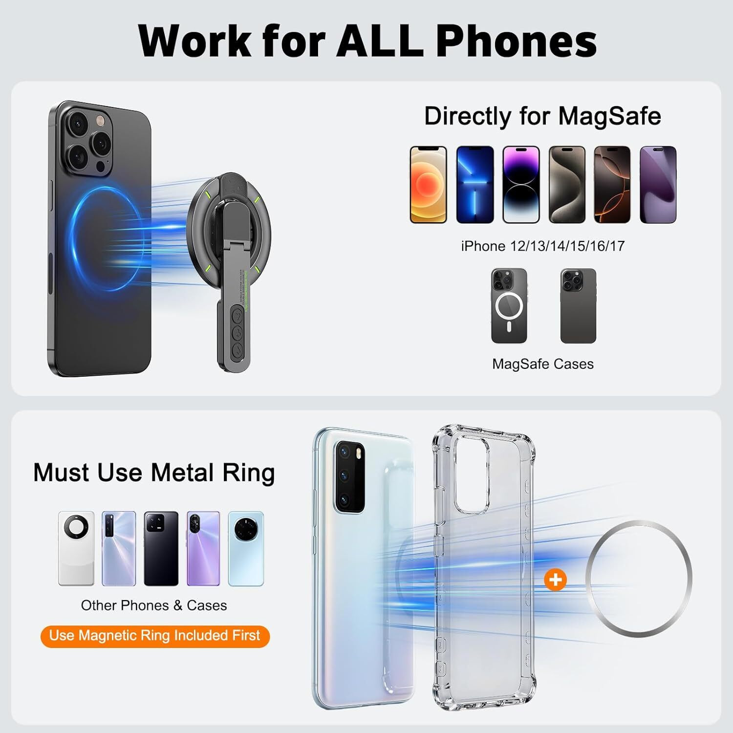 Image of Clefairy Double Magnetic Phone Holder, Ring, Compatible With Magsafe Grip 360 Rotation Mobile Holder