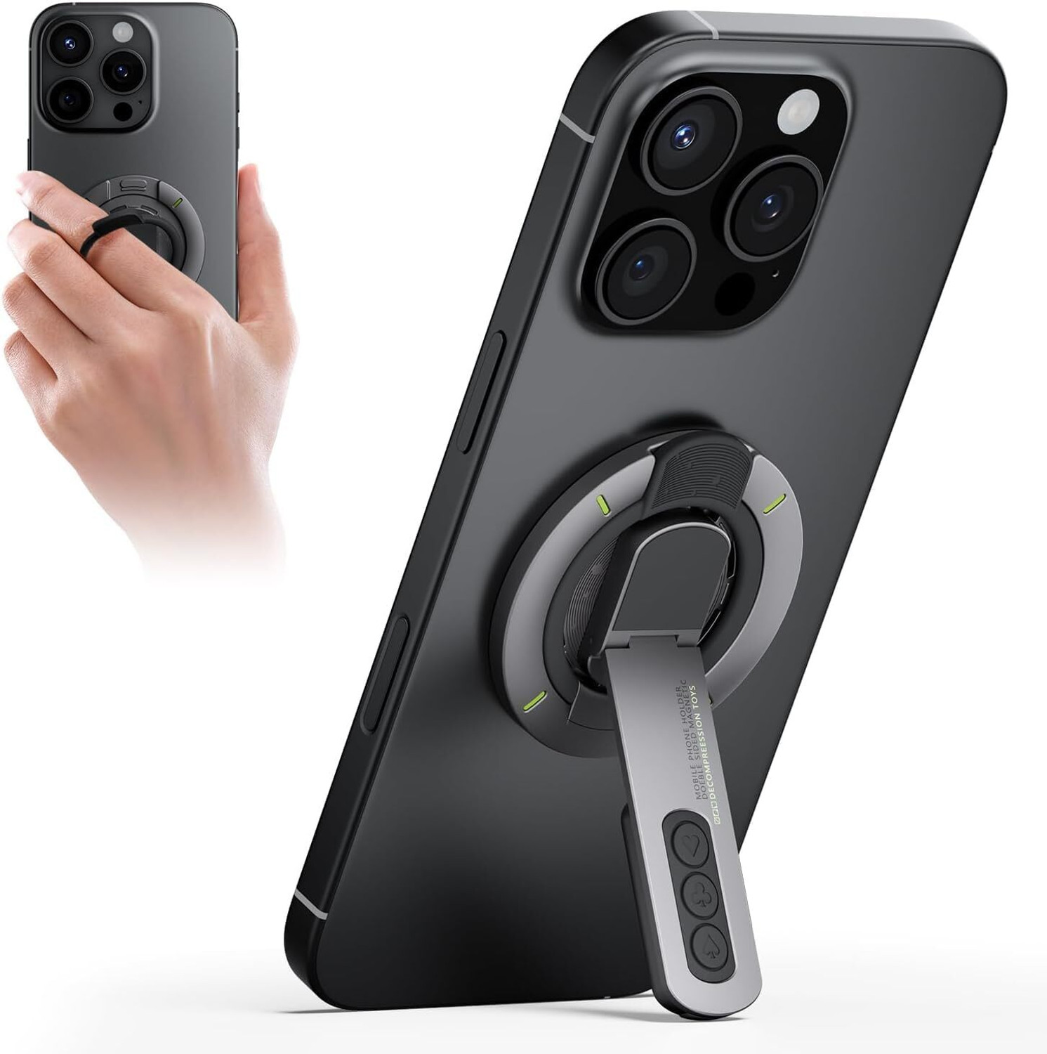 Image of Clefairy Double Magnetic Phone Holder, Ring, Compatible With Magsafe Grip 360 Rotation Mobile Holder