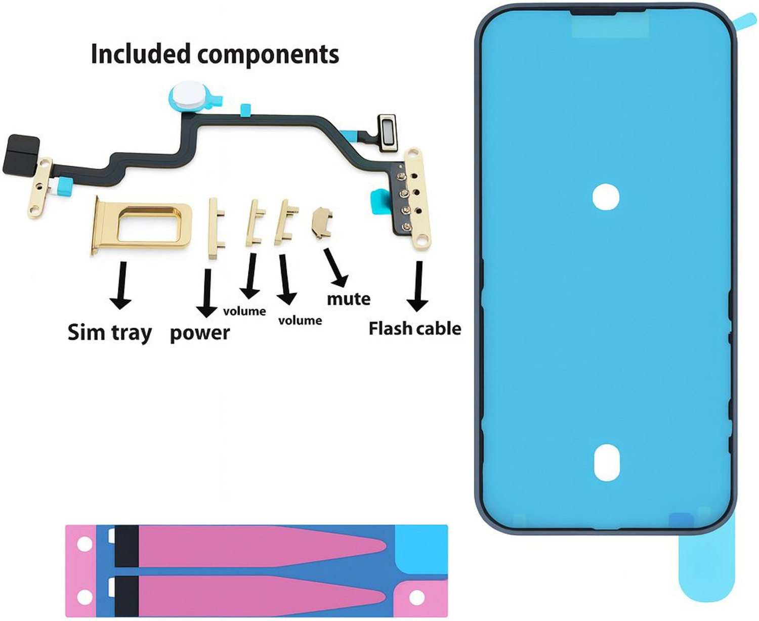 Image of Hespa iPhone 12 to 15Pro Converter - Complete Housing Panel with Waterproof Seal,Battery Adhesive, Flash Cable, SIM Tray & Buttons Full Panel