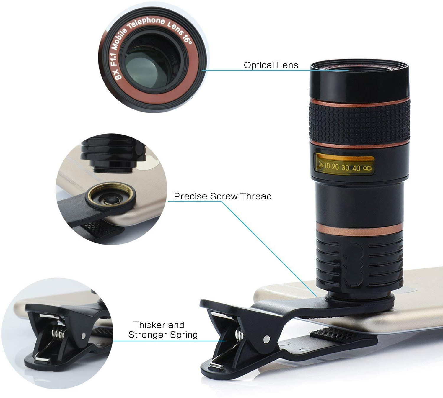 Image of Raptas (Buy One Get One Free) Uniquely Designed 12X Zoom Mobile Phone Mobile Phone Lens
