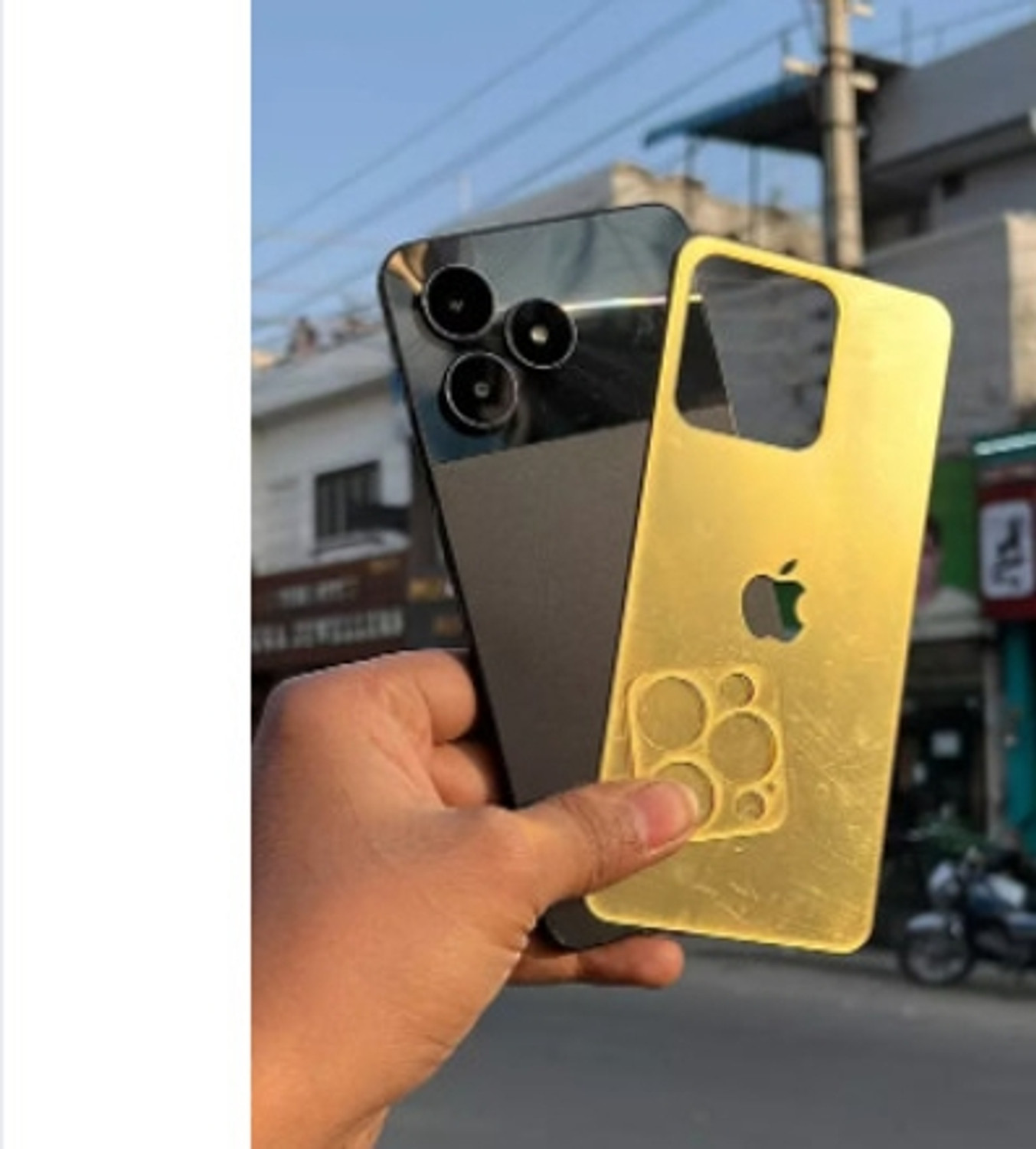 Image of CoverbyDj REALME N53,C51,C53 Golden APPLE BACKGUARD BACK PROTECTOR Mobile Skin