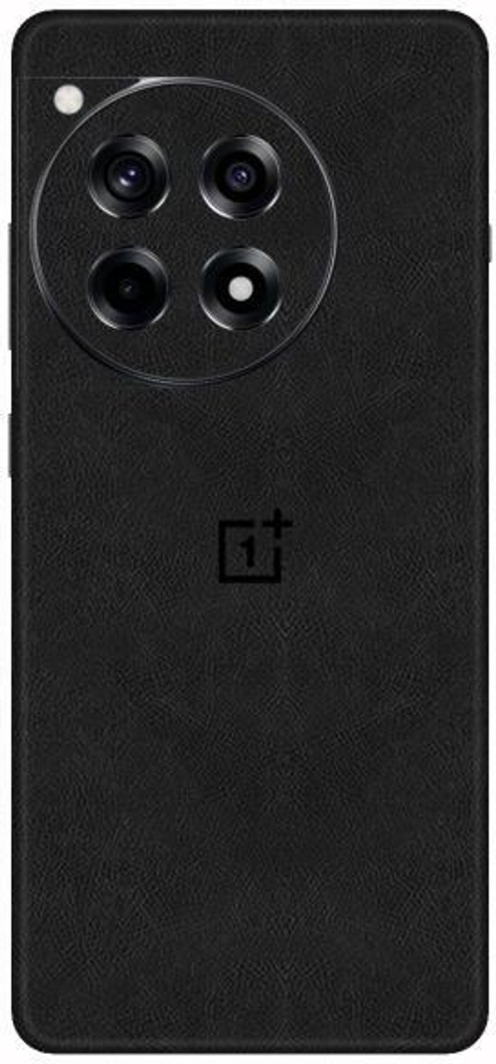 Image of Vcare GadGets Black Leather OnePlus 12 R 5G With Logo Mobile Skin