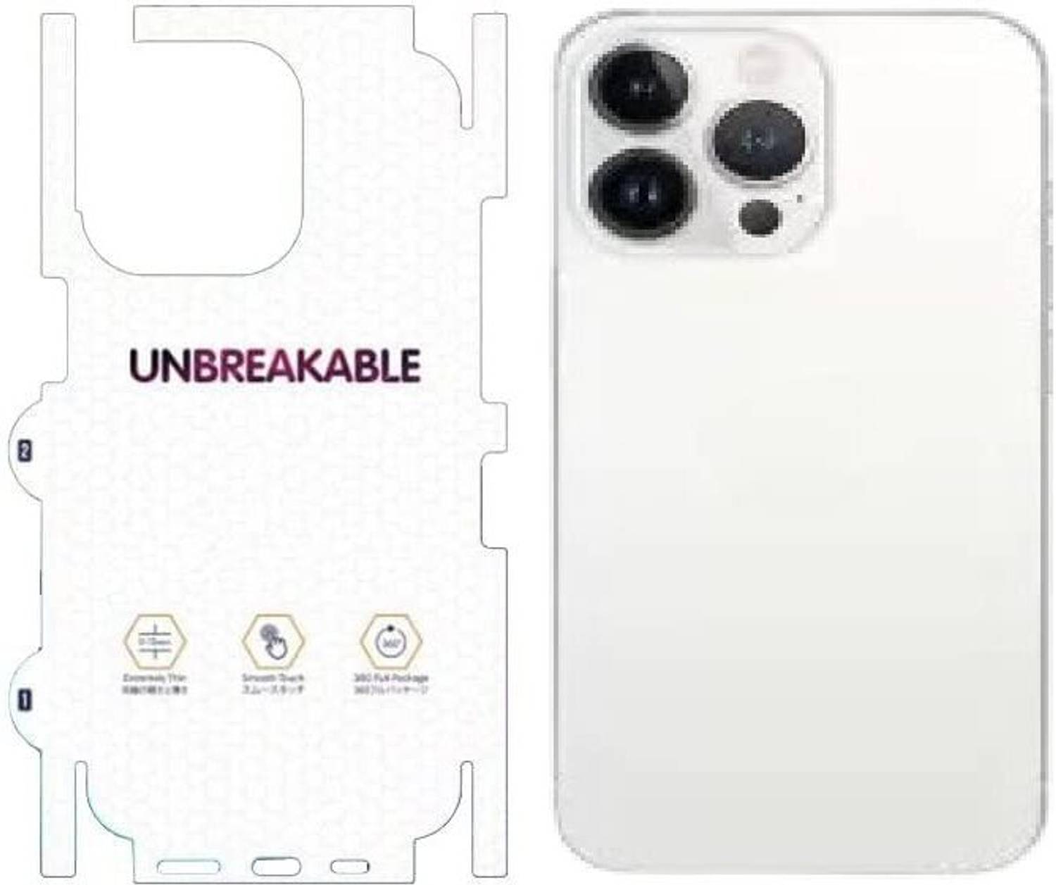A3sprime Unbreakable Soft Transparent Back and Side Skin Protector for iPhone 13 Pro Mobile Skin
