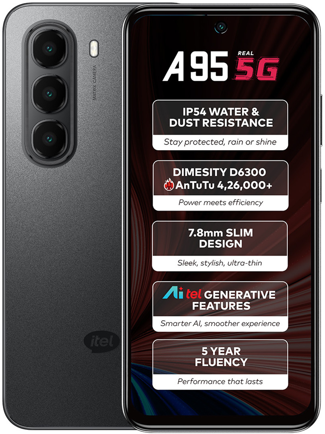 Image of itel A95 5G (Shadow Black, 128 GB)
