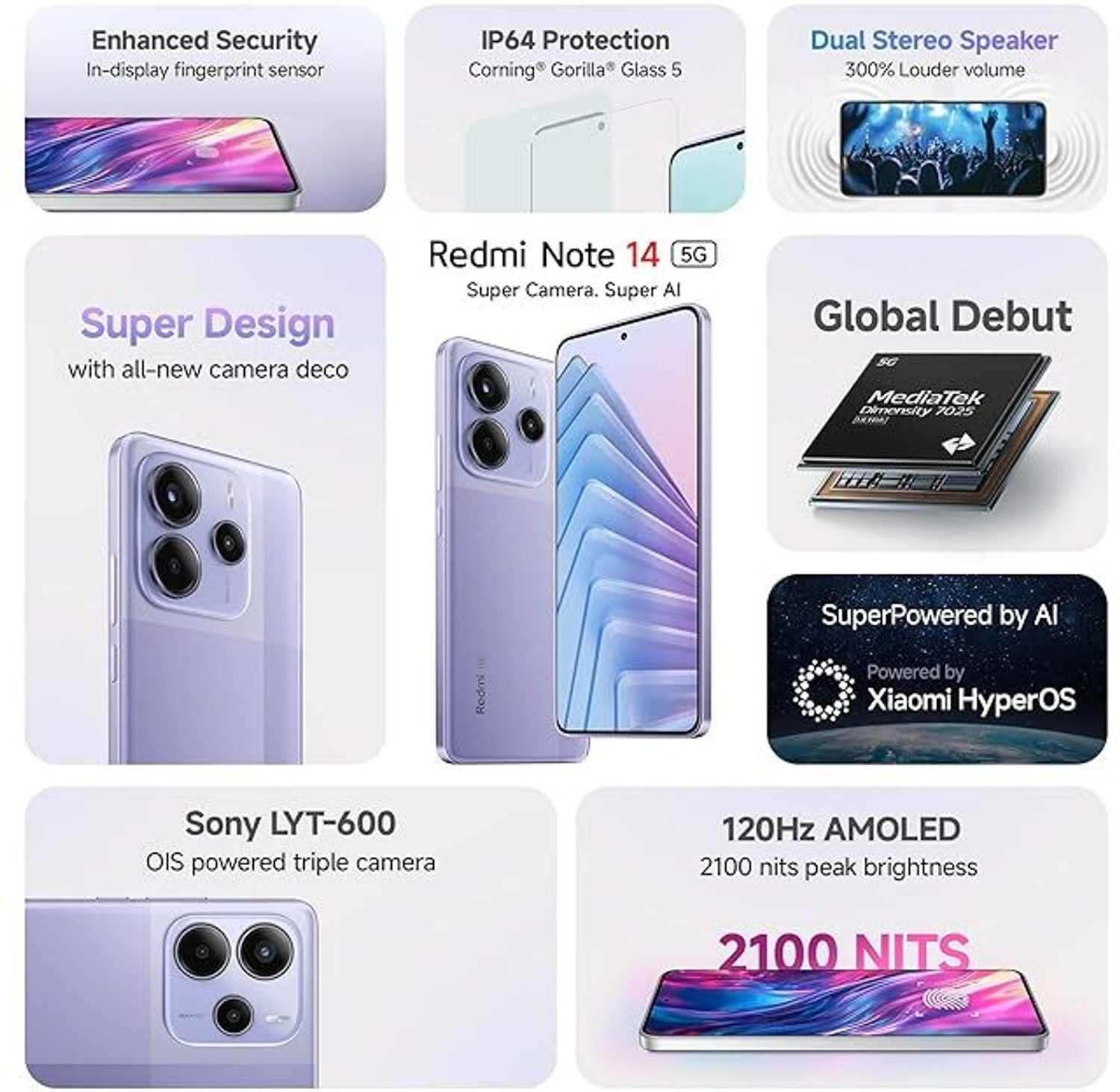 Image of REDMI Note 14 5G (Phantom Purple, 128 GB)