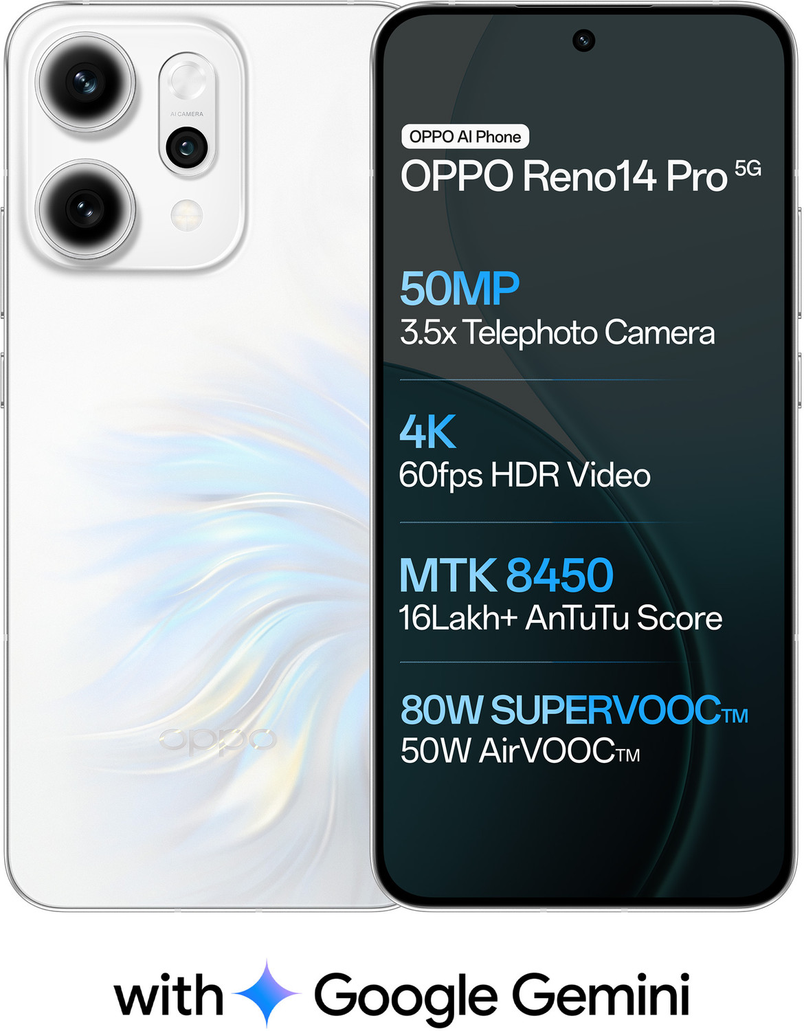 Image of OPPO Reno14 Pro 5G (Pearl White, 256 GB)