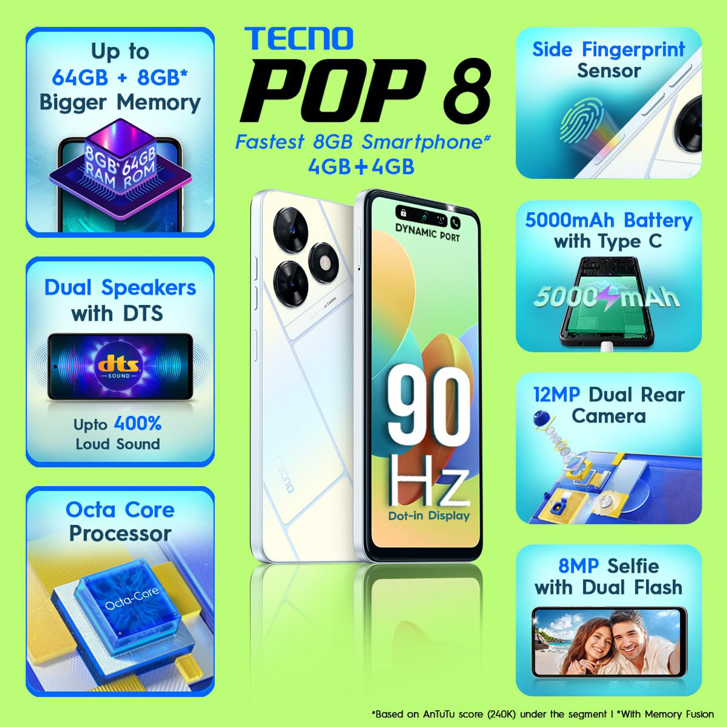 Image of Tecno POP 8 (Mystery White, 64 GB)