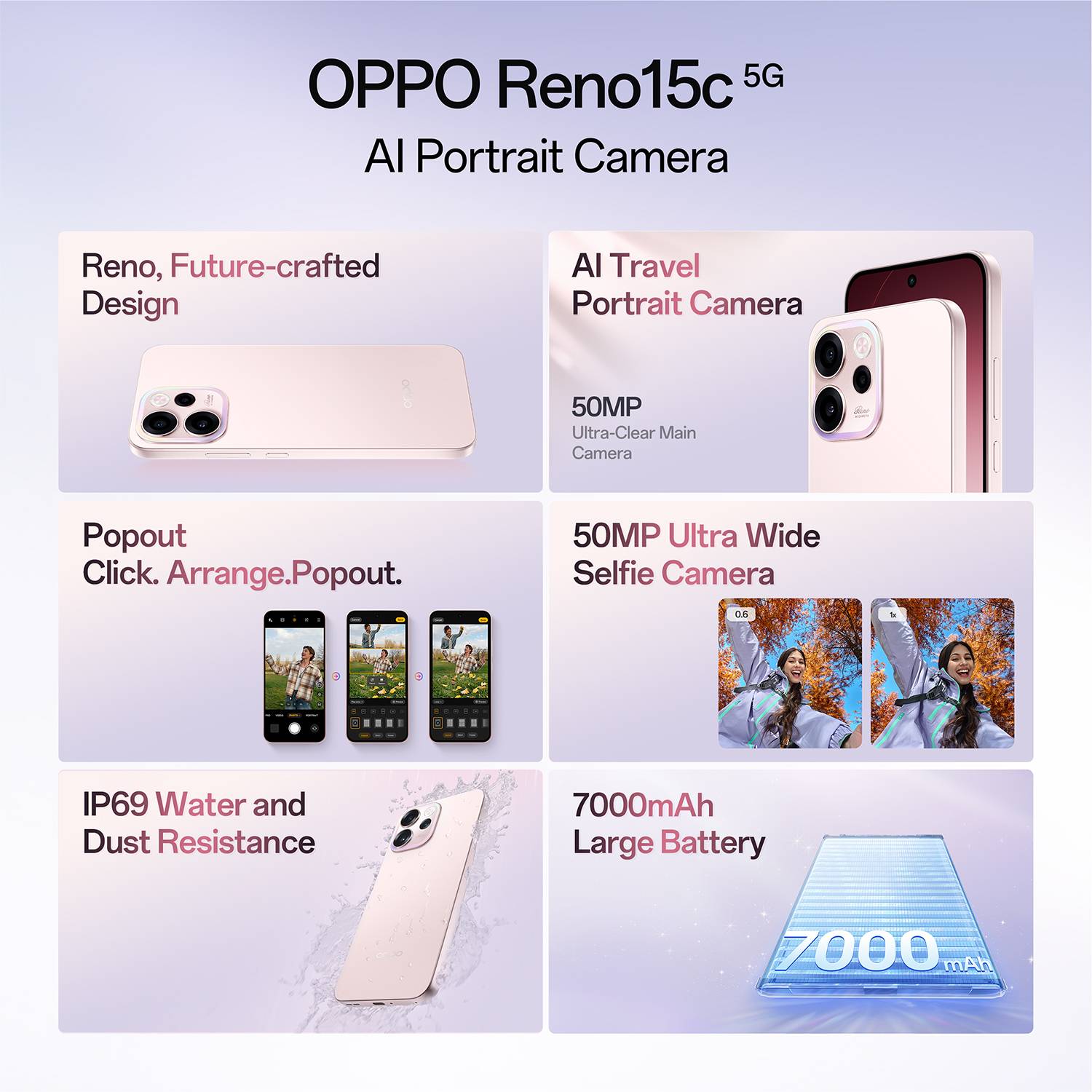 OPPO Reno15c 5G 256GB Afterglow Pink - Image 2
