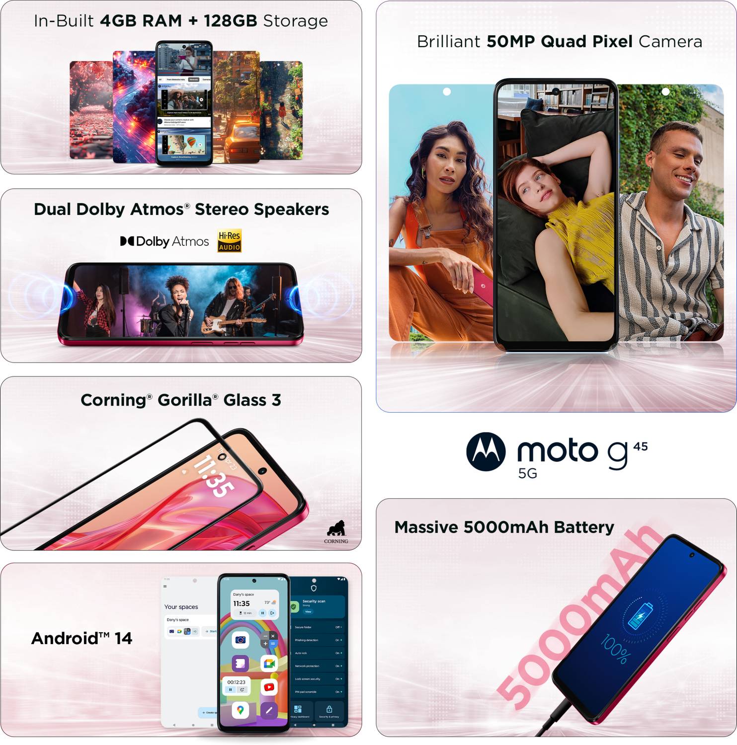 Motorola g45 5G 128GB Viva Magenta - Image 5
