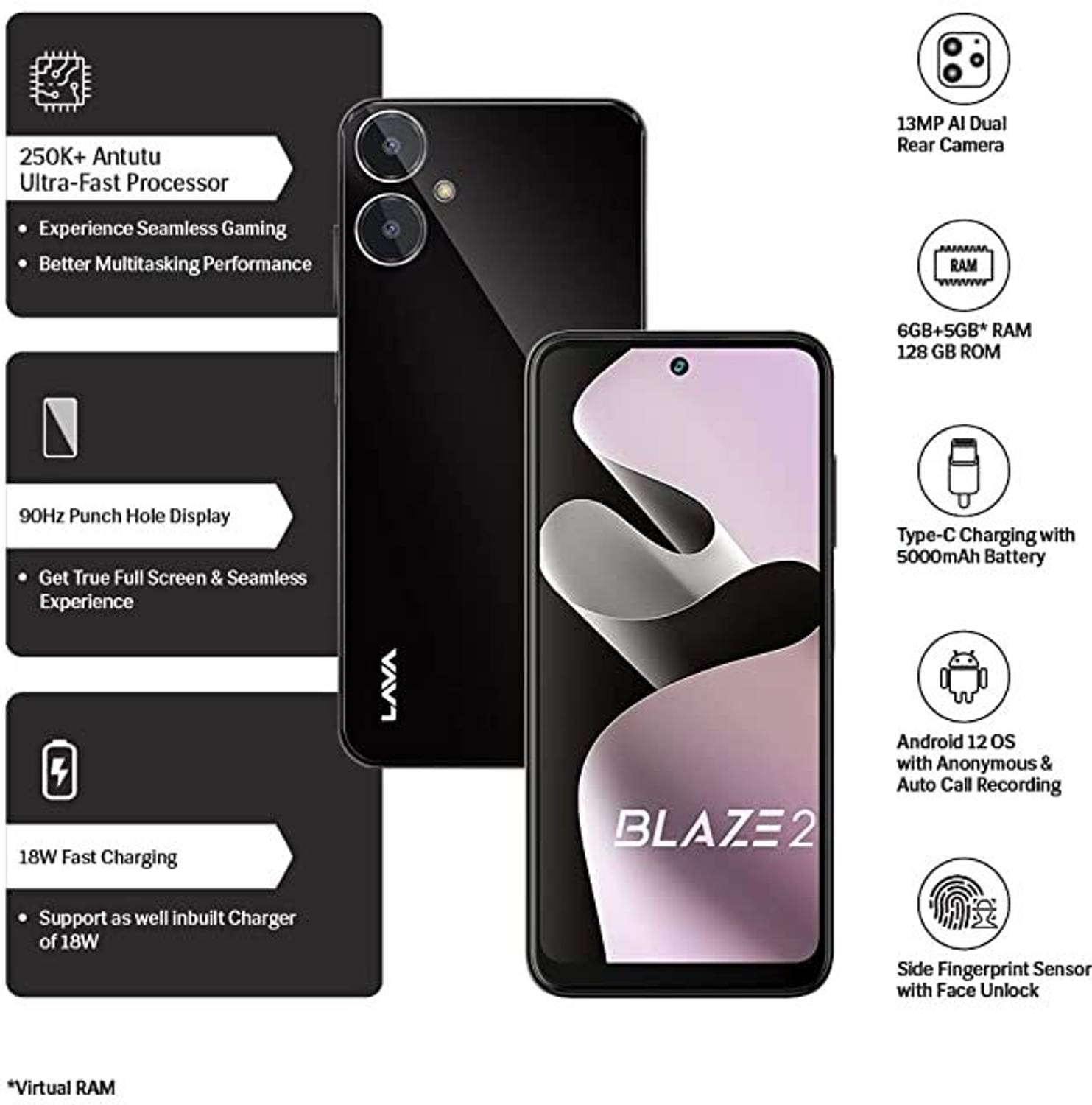 LAVA Blaze 2 (128 GB Storage, 6 GB RAM) Online at Best Price On