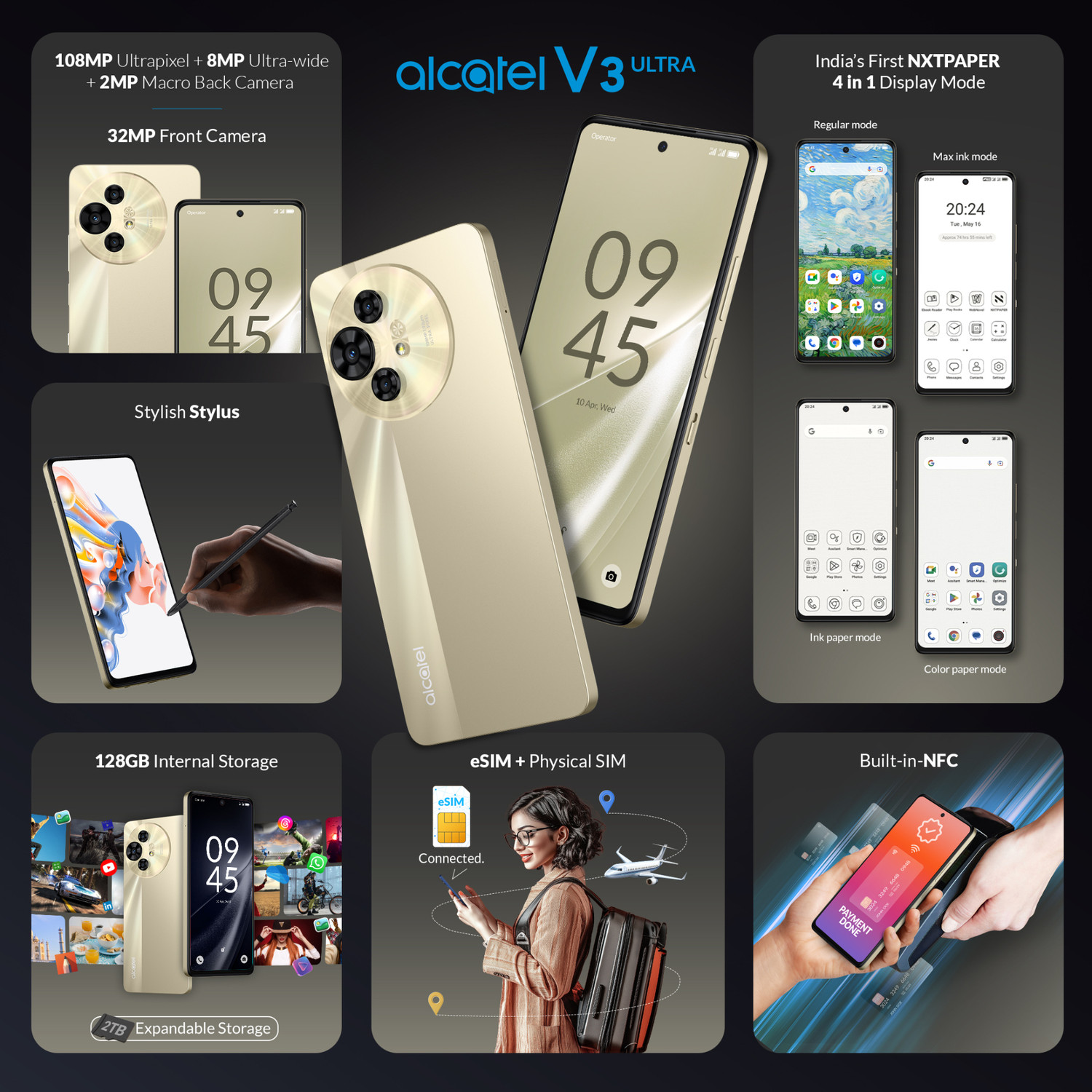 Image of Alcatel V3 Ultra 5G (Champagne Gold, 128 GB)