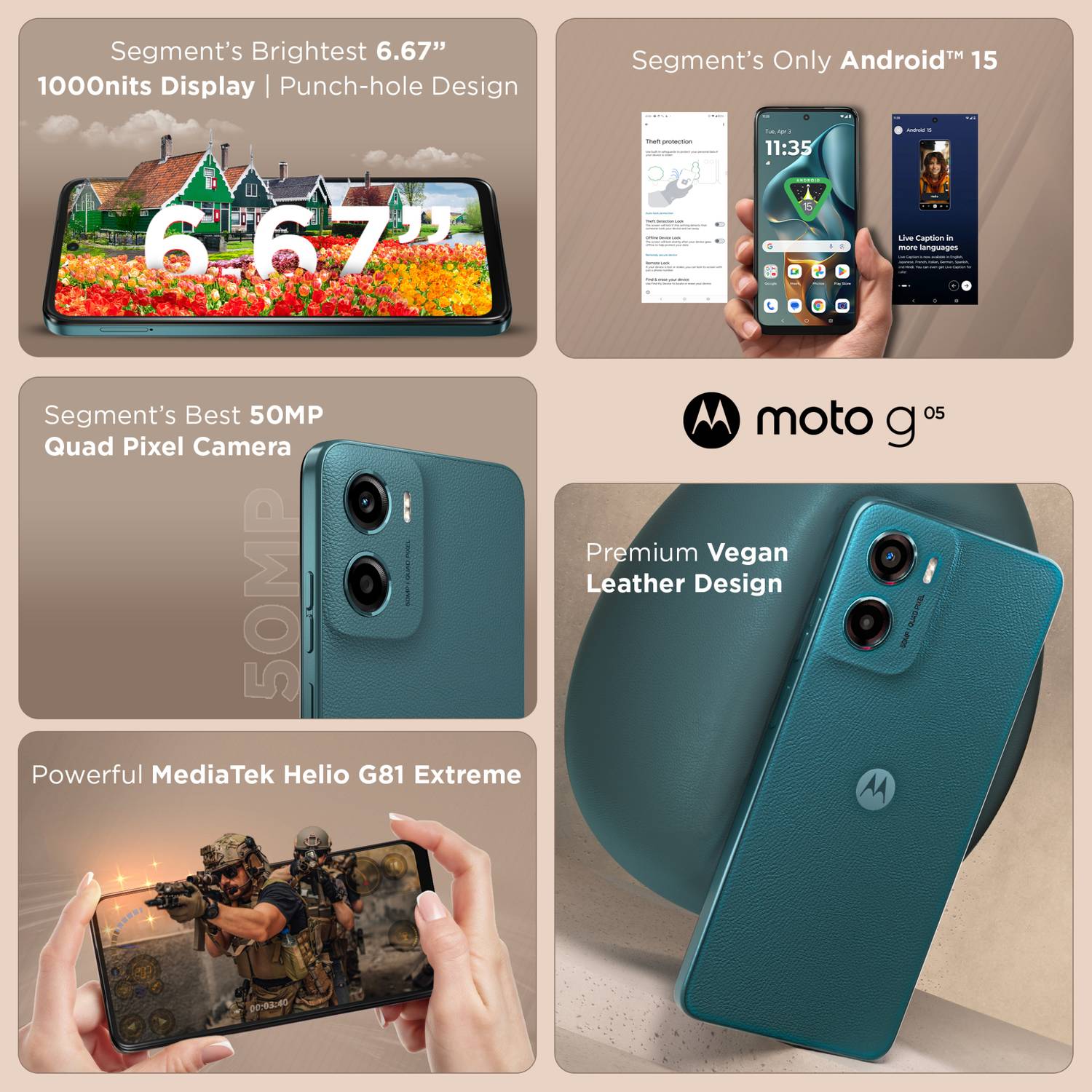 MOTOROLA g05 64GB Forest Green - Image 4