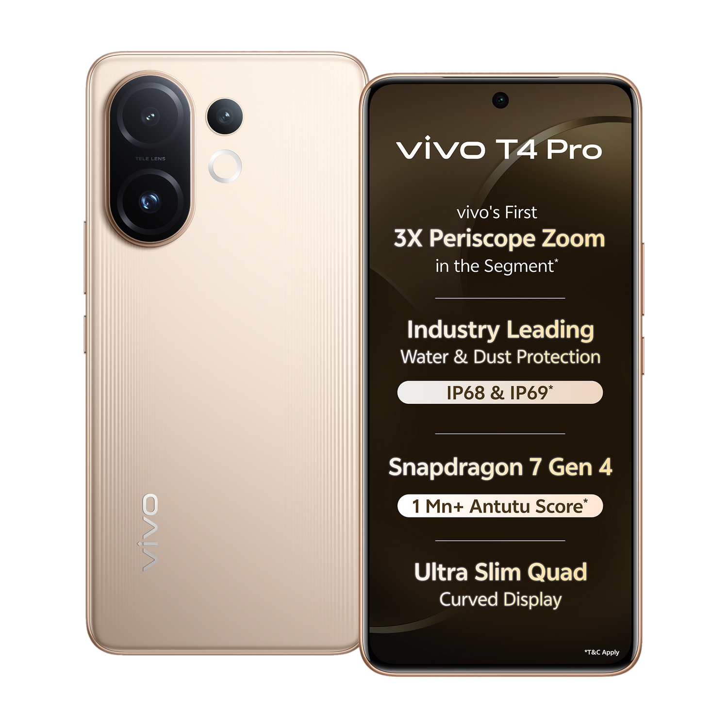 vivo T4 Pro 5G (256GB, Blaze Gold) - Image 1
