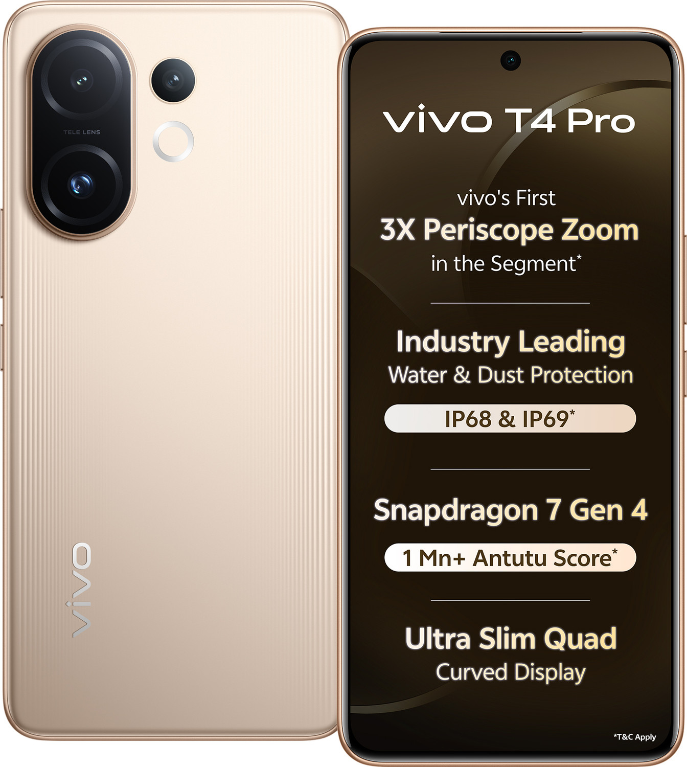Image of vivo T4 Pro 5G (Blaze Gold, 256 GB)