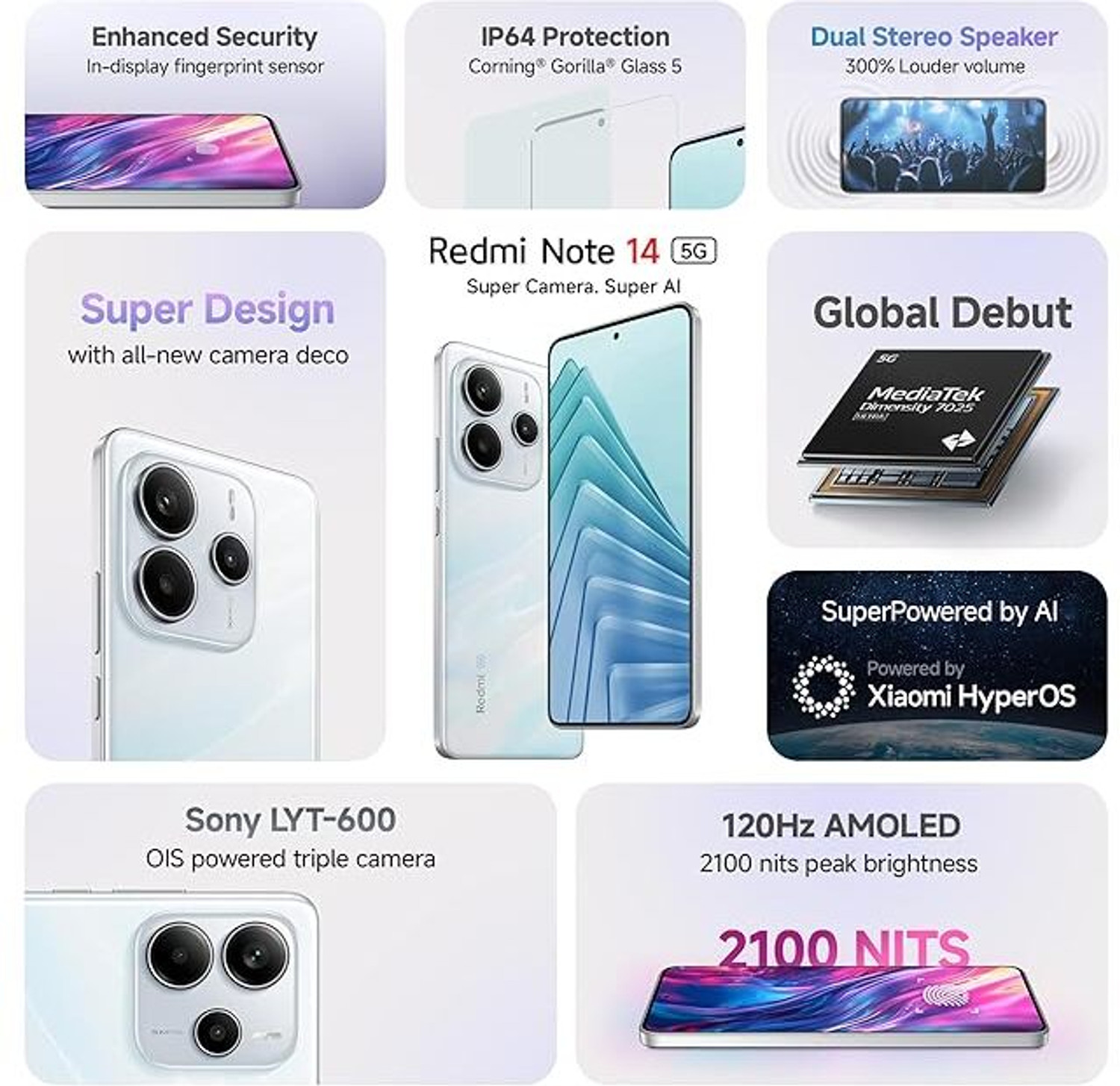 Image of REDMI Note 14 5G (Mystique White, 128 GB)