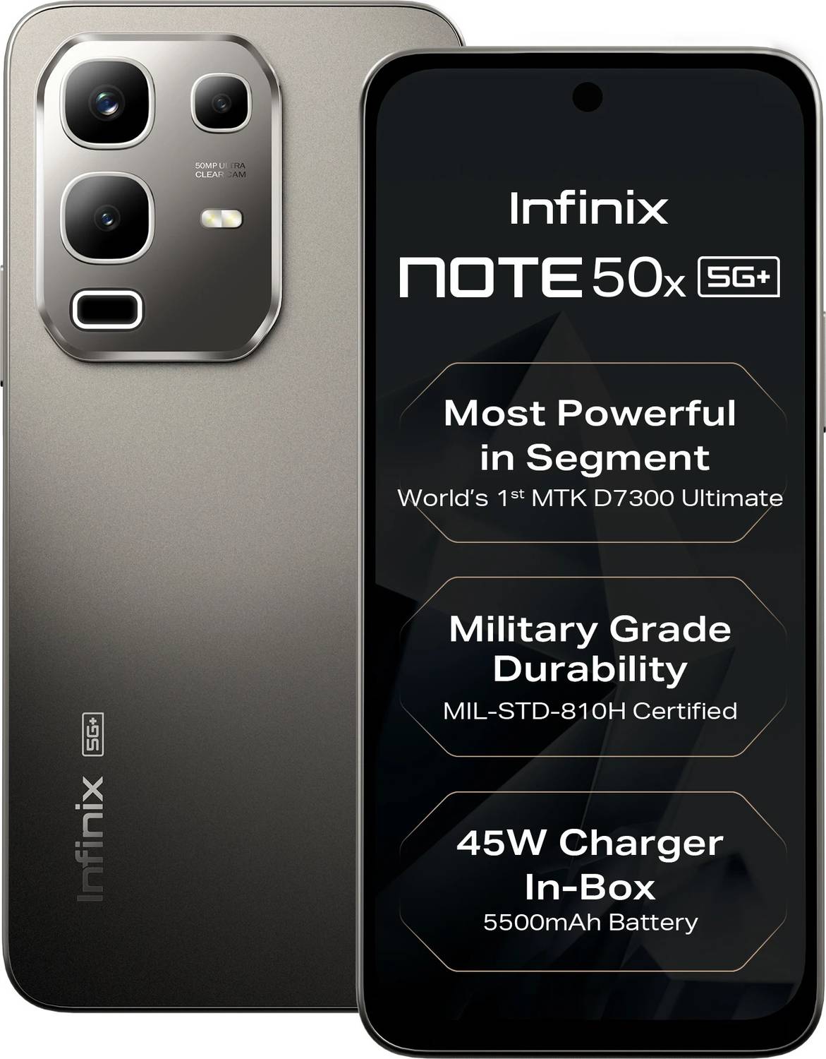 Infinix Note 50x 5G+ 45W Charger In the Box & AI (Titanium Grey,