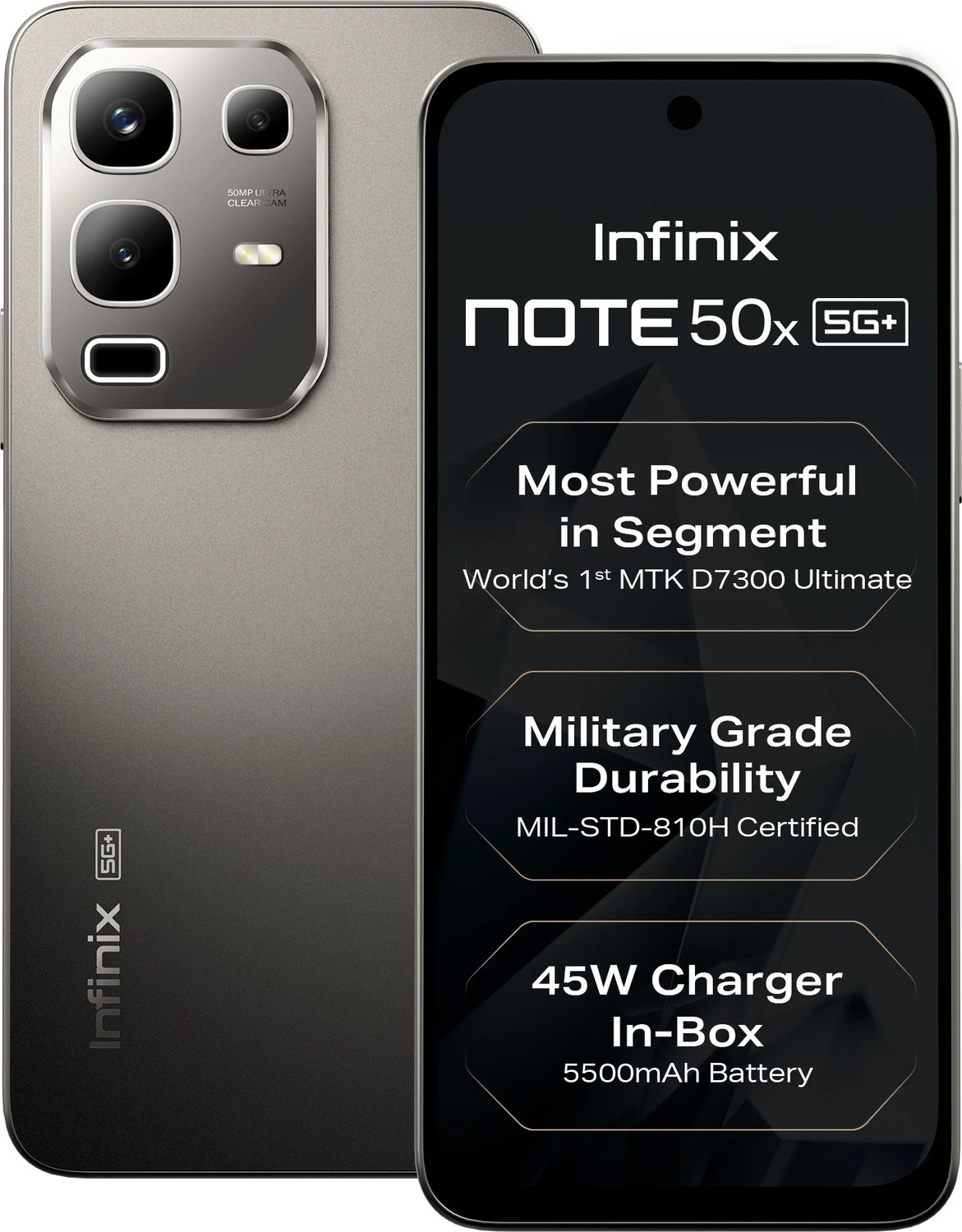 Image of Infinix Note 50x 5G+ 45W Charger In the Box & AI (Titanium Grey, 128 GB)