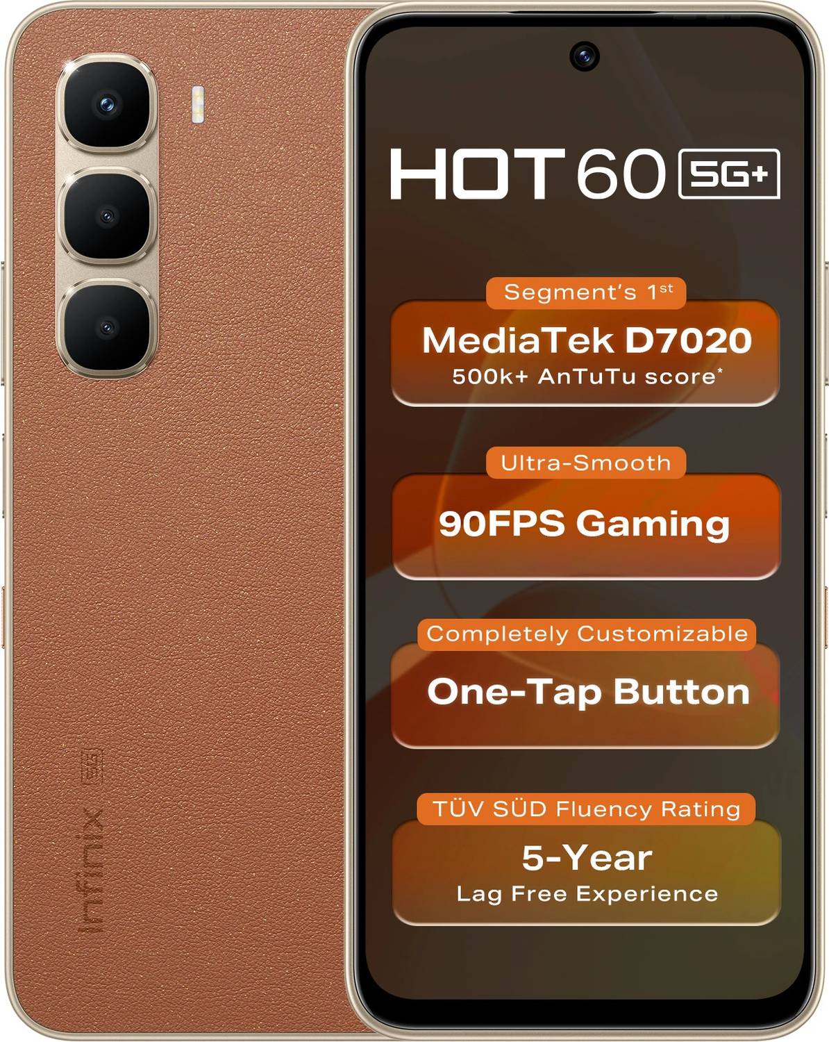 Infinix Hot 60 5G+ (Caramel Glow, 128 GB) (6 GB RAM)