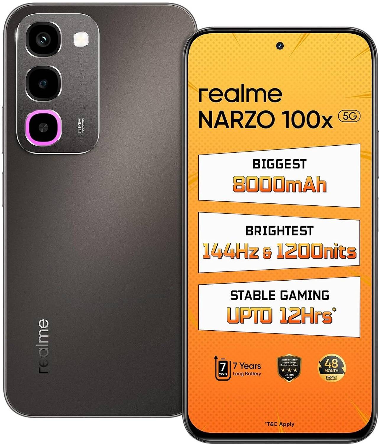 realme Narzo 100x 5G 128GB Midnight Black - Image 3