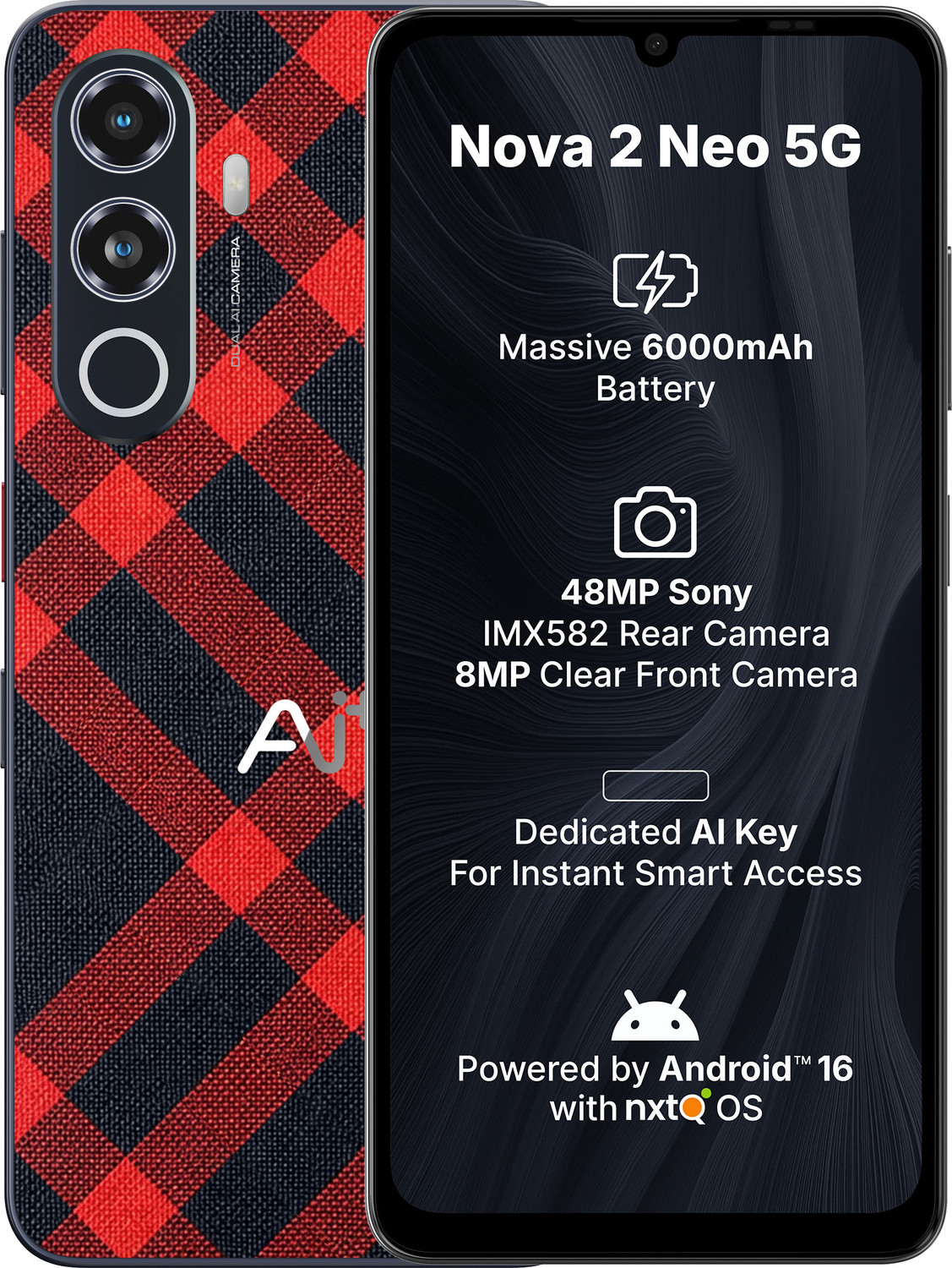 Image of Ai+ Nova 2 Neo 5G (rogue red, 128 GB)