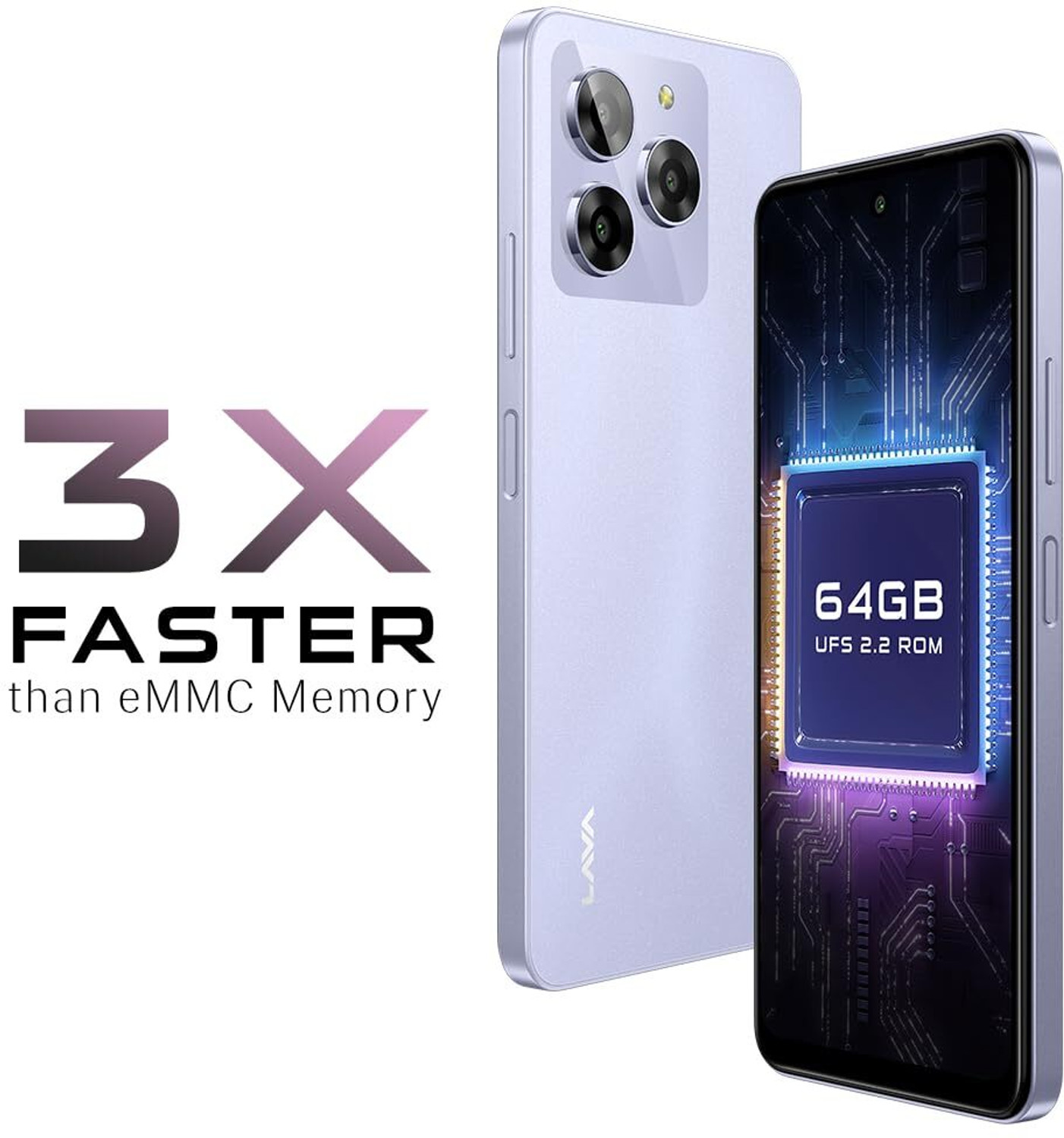 Image of LAVA Yuva 3 with Dual Sim|5000 mAh Battery|13MP Rear Camera |Expandable Upto 512 GB (Cosmic Lavender, 64 GB)