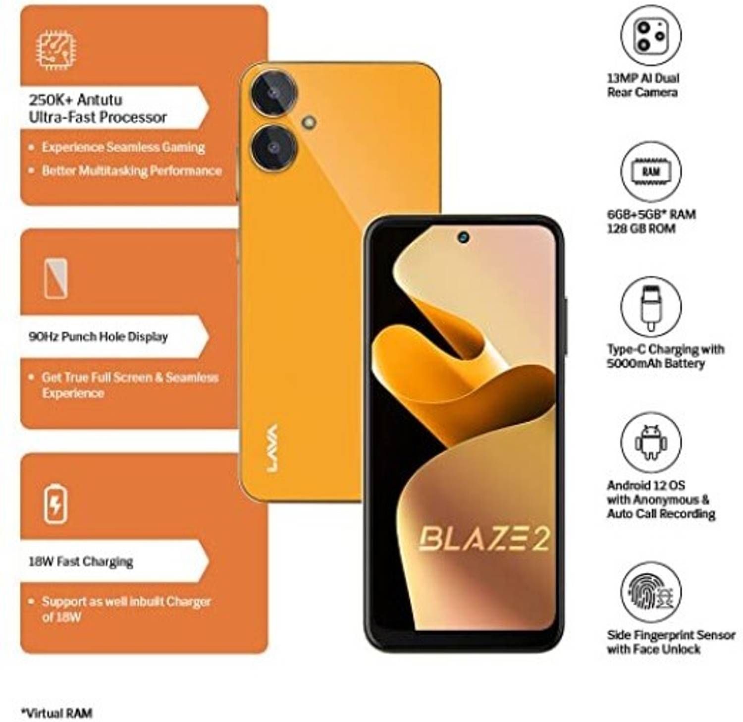 LAVA Blaze 2 (128 GB Storage, 6 GB RAM) Online at Best Price On