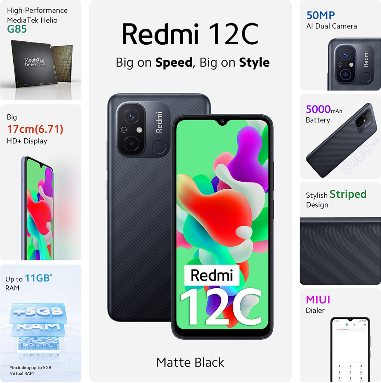 Image of REDMI 12C (Matte Black, 128 GB)