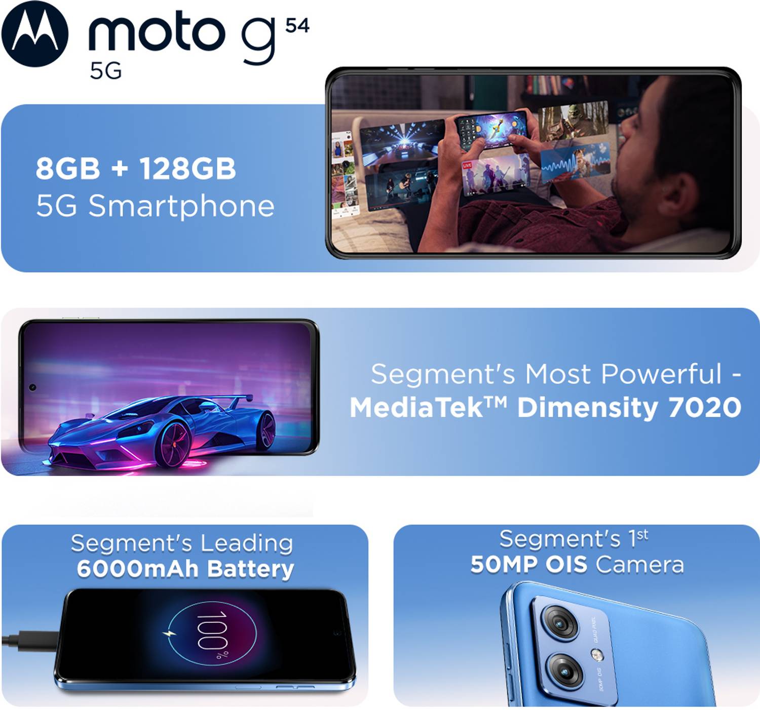 Motorola g54 5G Pearl Blue 128GB - Image 5