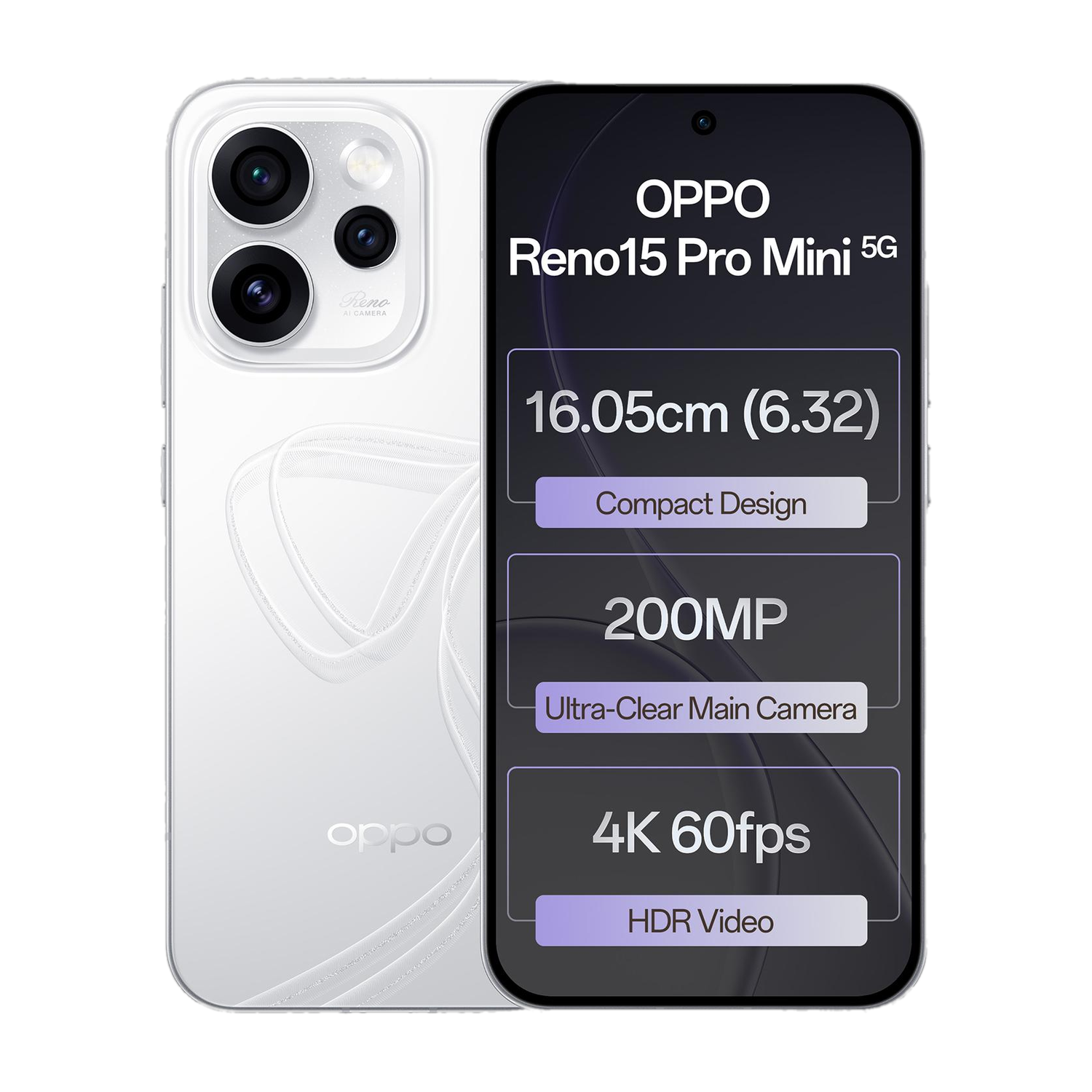 OPPO Reno15 Pro Mini 5G 512GB Glacier White - Image 1