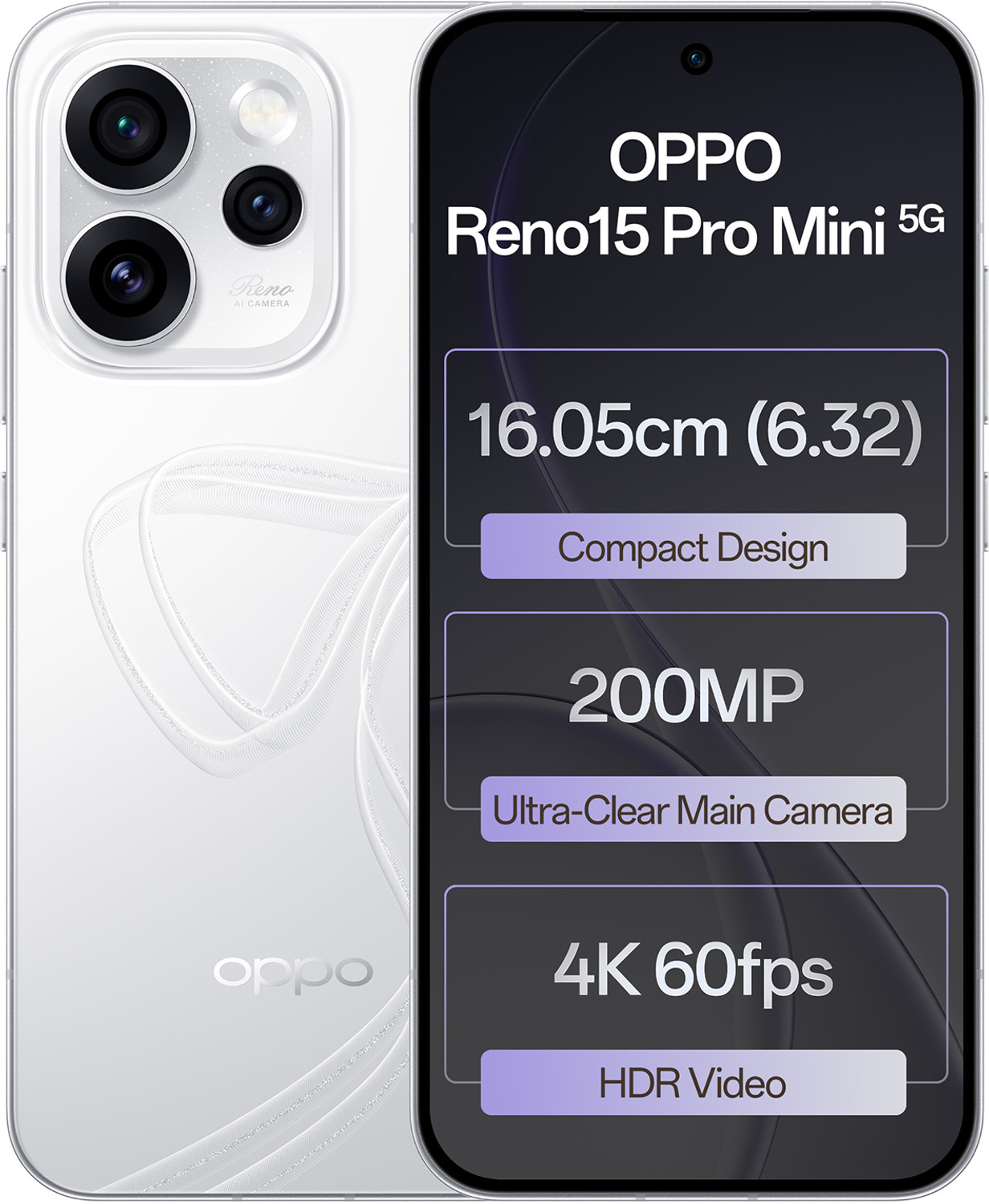 Image of OPPO Reno15 Pro Mini 5G (Glacier White, 256 GB)