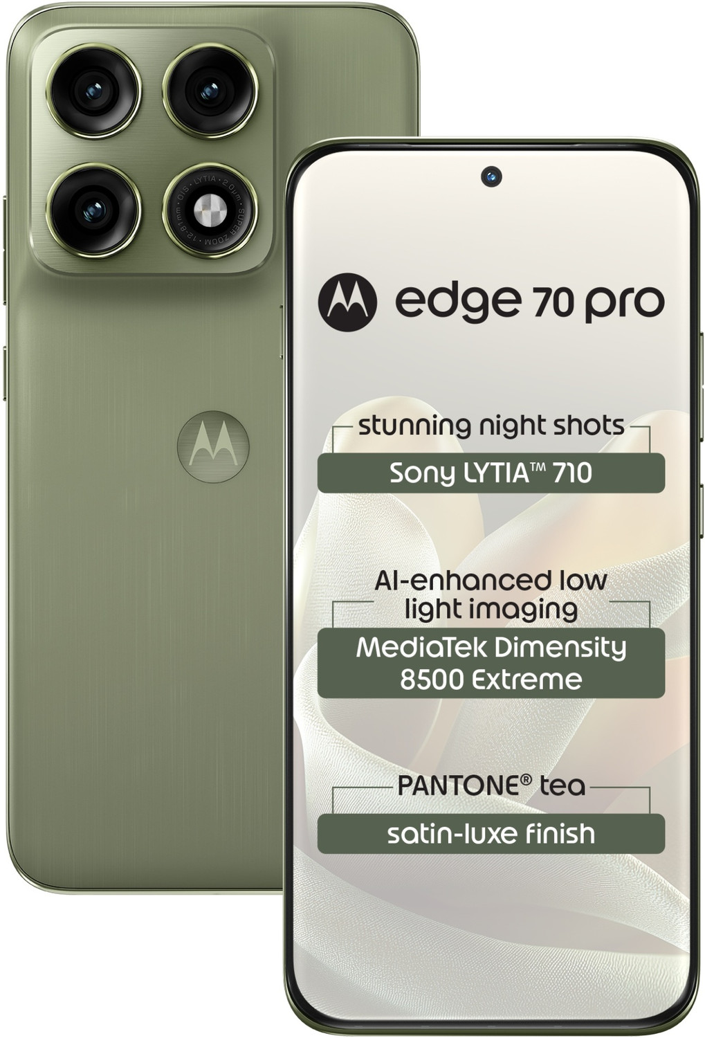 Image of MOTOROLA edge 70 pro (Satin-Luxe PANTONE Tea (Green), 256 GB)