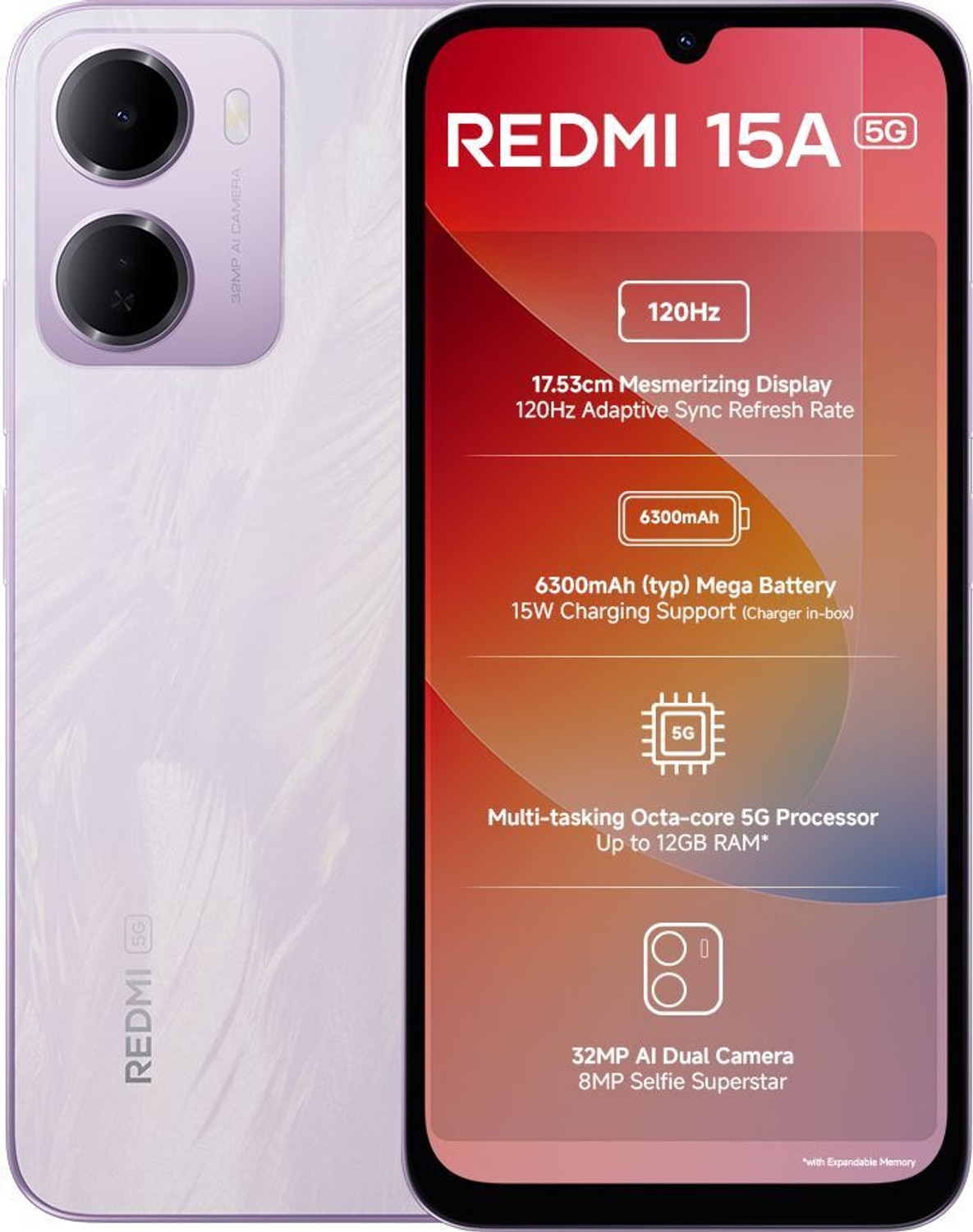 Image of REDMI 15A (Amaze Purple, 128 GB)