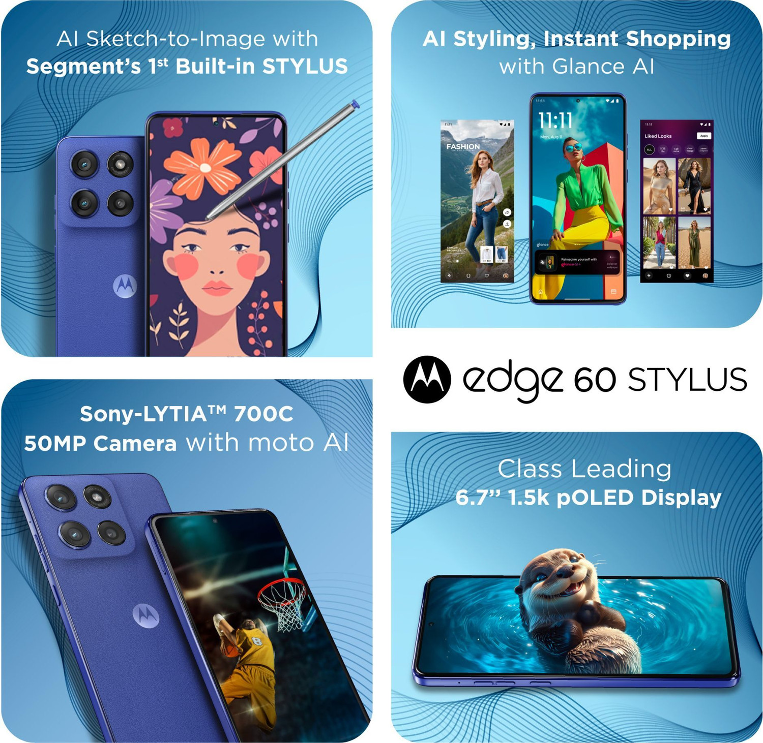 Image of MOTOROLA Edge 60 Stylus (PANTONE Surf the Web, 256 GB)