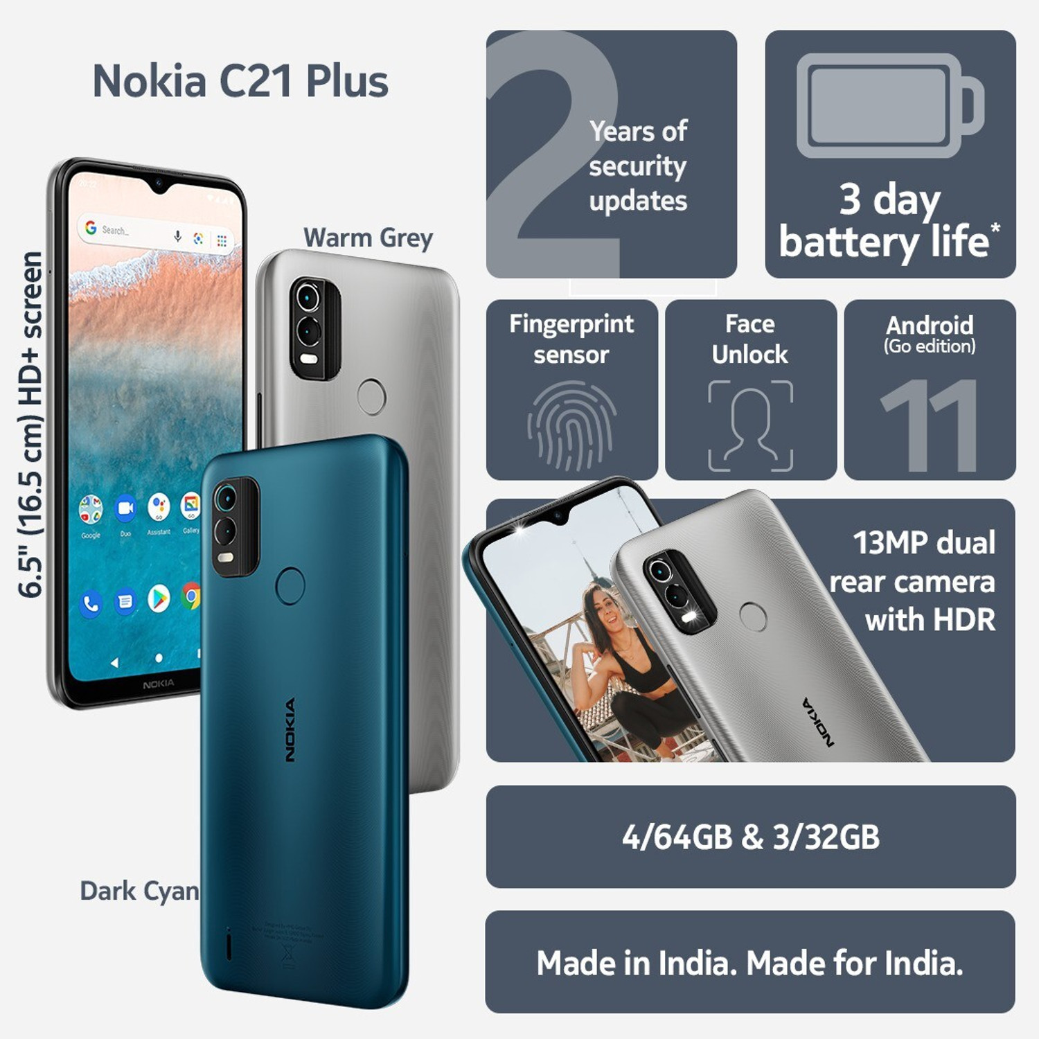 Image of Nokia C21 Plus (Warm Grey, 32 GB)