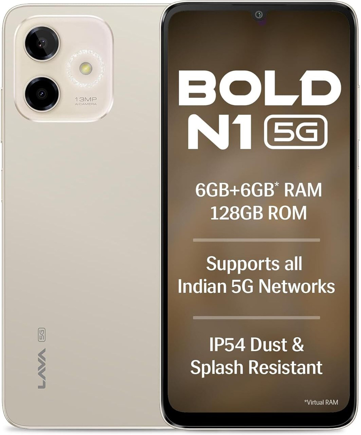 Image of LAVA Bold N1 5G (Champagne Gold, 128 GB)