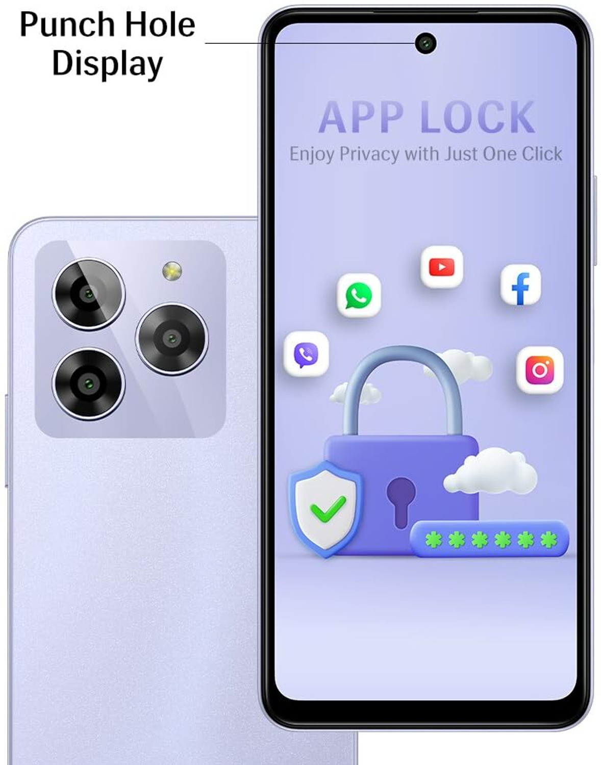 Image of LAVA Yuva 3 with Dual Sim|5000 mAh Battery|13MP Rear Camera |Expandable Upto 512 GB (Cosmic Lavender, 64 GB)