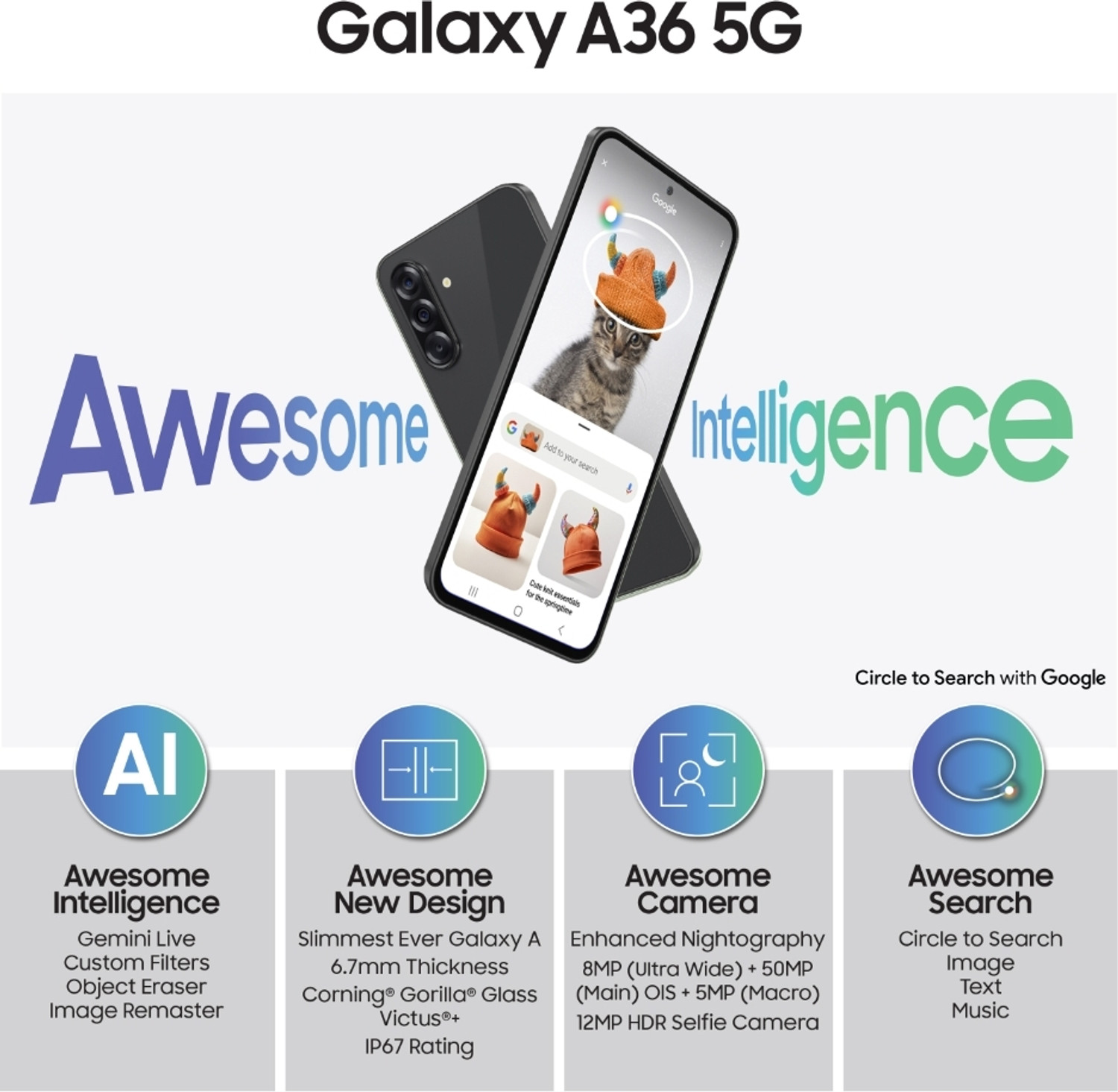 Image of Samsung Galaxy A36 5G (Awesome Black, 128 GB)