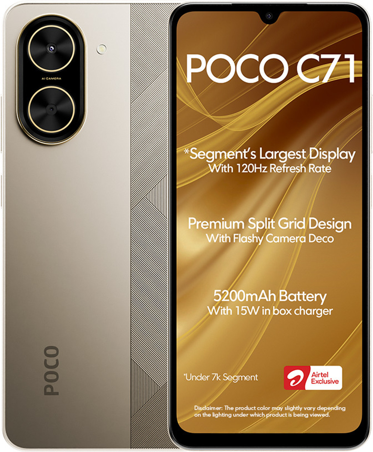 Image of POCO C71 - Locked with Airtel Prepaid (Desert Gold, 64 GB)